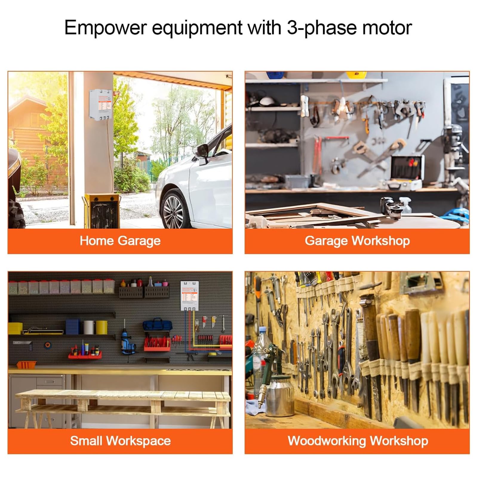 Garosa Convertisseur monophasé à 3 Phases, Déphaseur Numérique 7,5 KW 30 A pour Usage Commercial Résidentiel, Matériau ABS, Conversion de Puissance économe en énergie pour Moteurs, Machines à Bois,