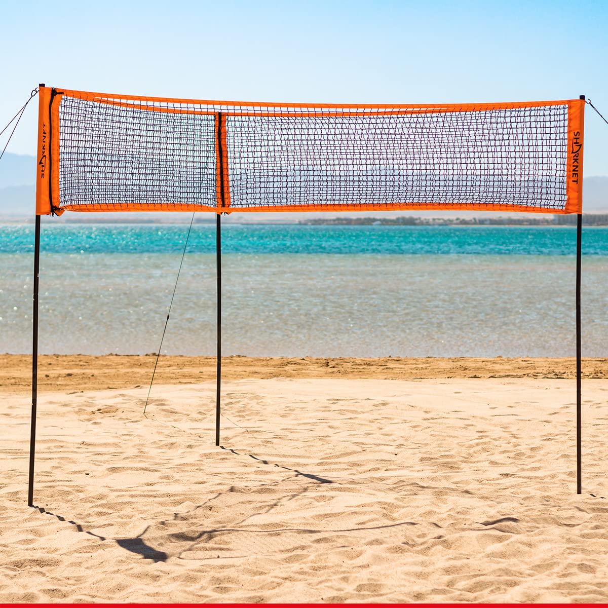 HAMMER 2 in 1 volleyballnetz SHARKNET - dreieckiges Volleyball Netz Set, höhenverstellbares Beachvolleyball Netz