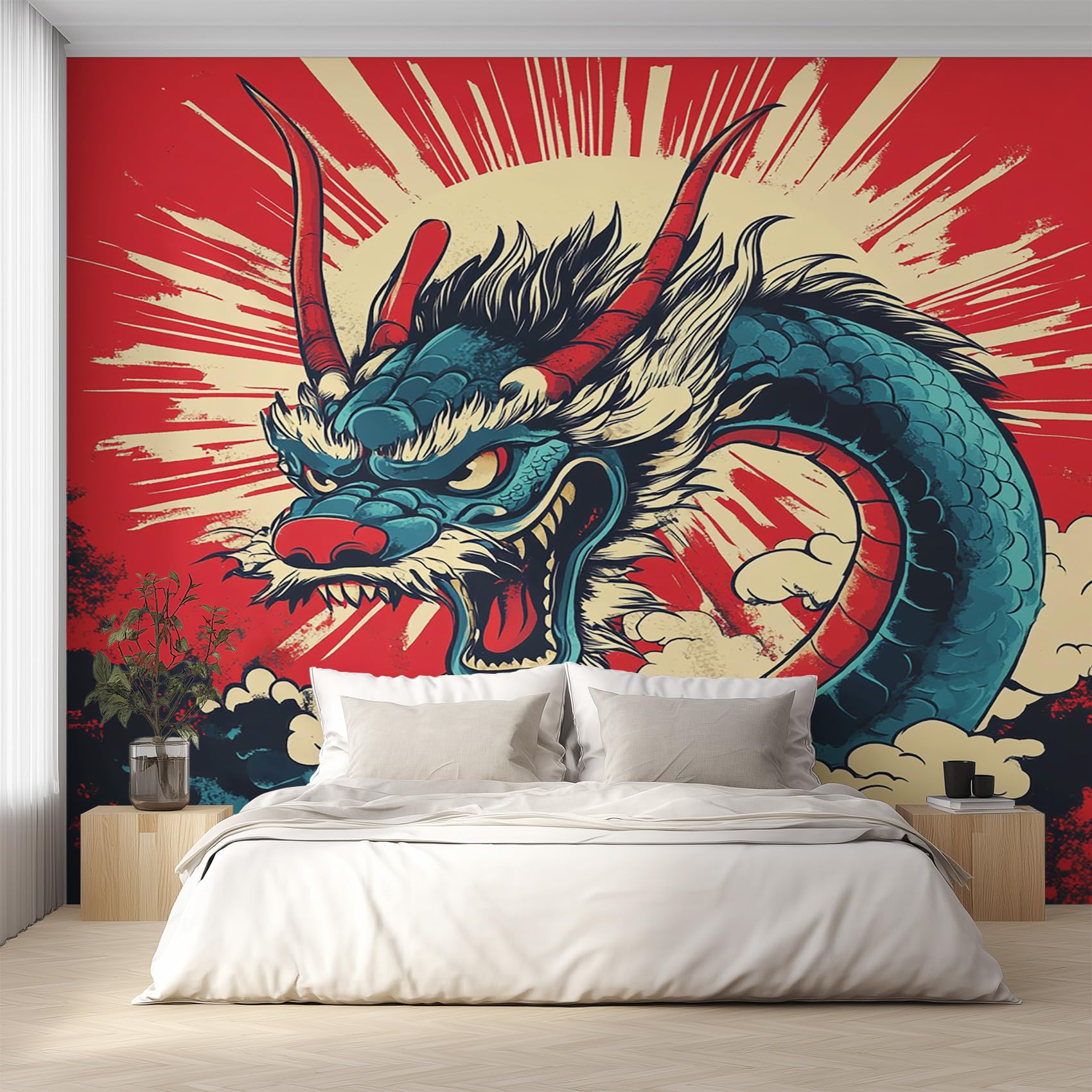 Papier peint intissé dragon asiatique | Décoration haut de gamme