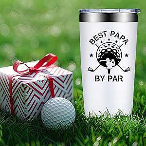 DOEARTE Golf Gifts for Papa - Christmas Gift for Papas - Fathers Day, Birthday Gift for Papas, Dad from daughter - Best Papa by Par 20oz Tumbler