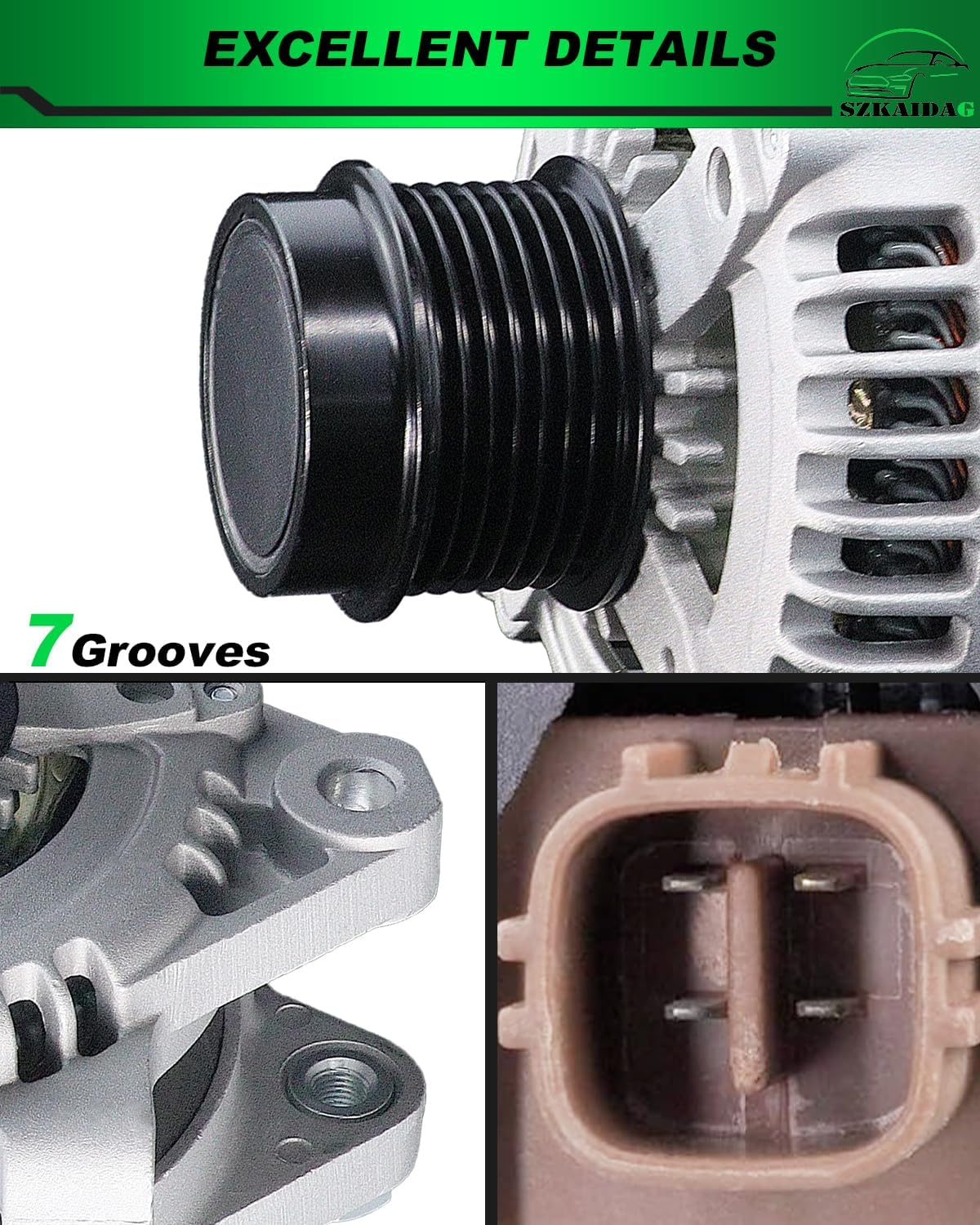 Upgraded Alternator for:-Toyota Camry 2.4L 2007 2008 2009, Matrix 2009-2013, Corolla 2009-2010, for:-Pontiac Vibe, for:-Scion xB, 2.4L L4 12V 100Amp 7Gooves, OE# 11195 400-52167R (ALL-New)