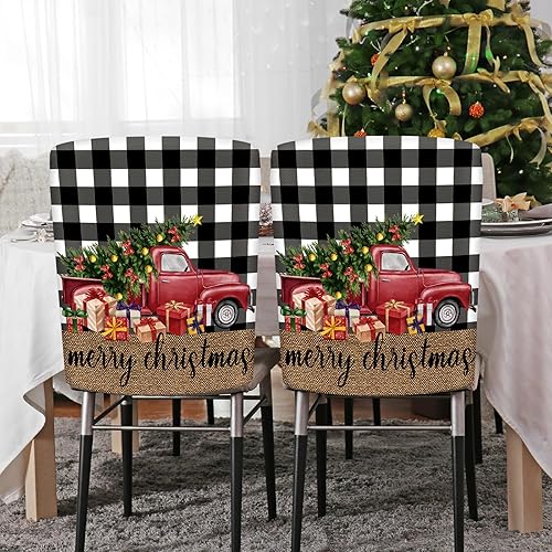 Vista 22 de 6 fundas para respaldo de silla de Navidad, fundas para sillas de Navidad, para comedor, cocina, hotel, boda, ceremonia, decoración de fiesta