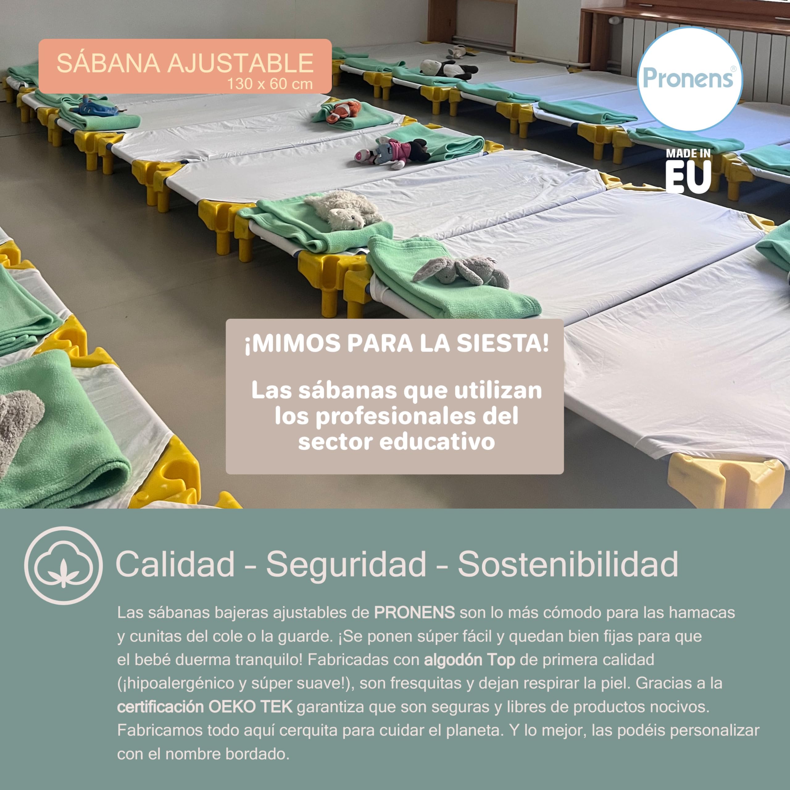 Sábana Bajera Ajustable para Hamaca guardería 130x60 cm – Máxima higiene y Confort Infantil – Fácil colocación con Gomas elásticas – Tejido Suave y Resistente – Nombre Bordado Personalizable