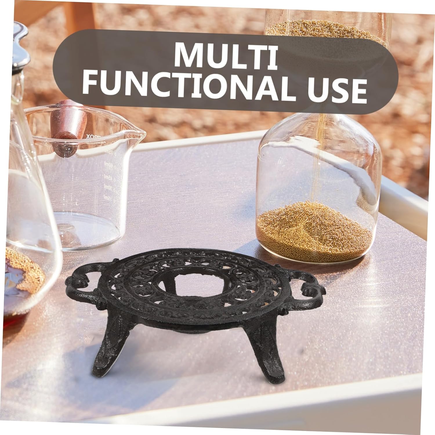 Metal Teapot Warmer Tripod Stand for Brewing Tea and Coffee Decorative Cast Design for Teapots for Home Hotel Use