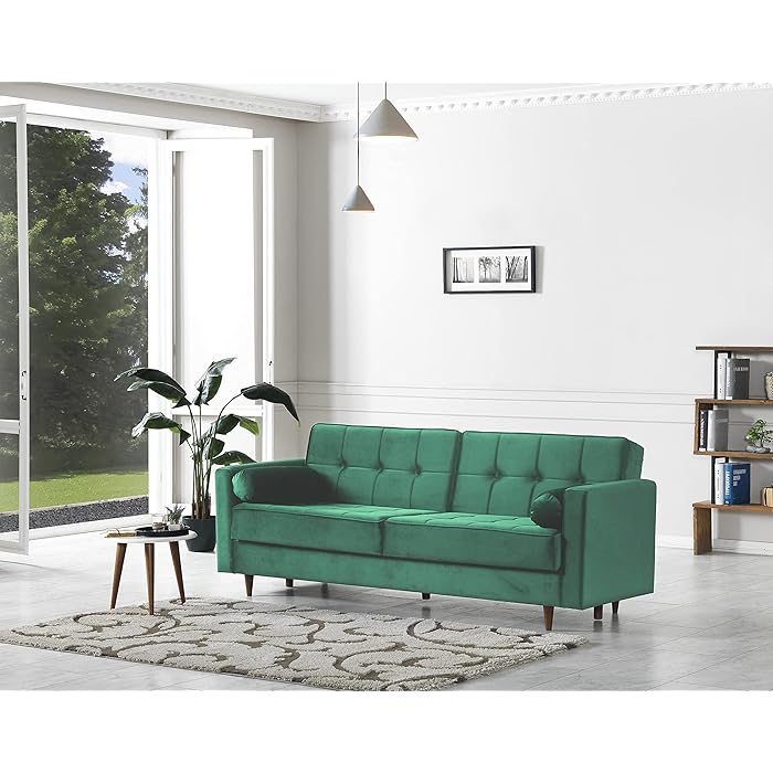 Buy Velvet Fabric Sofa Bed with Click Clack Sofabed Function 3 Seater