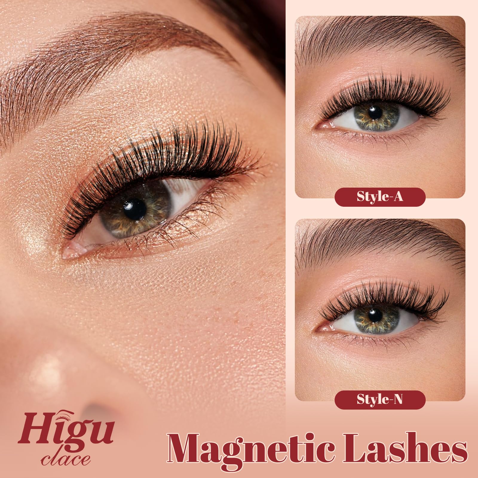 Higu clace Magnetic Eyelashes with Applicator, 1 Pair Reusable Magnetic Lashes Without Eyeliner, Magnetic Eyelashes Natural Look, No Glue Needed (XTY-A03) — view 5