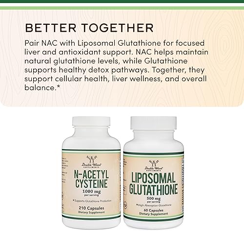 Miniatura 5 de Suplemento NAC N-acetil cisteína (1,000 mg por porción, 500 mg por cápsula, 210 cápsulas) (probado por terceros) con tecnología de enmascaramiento