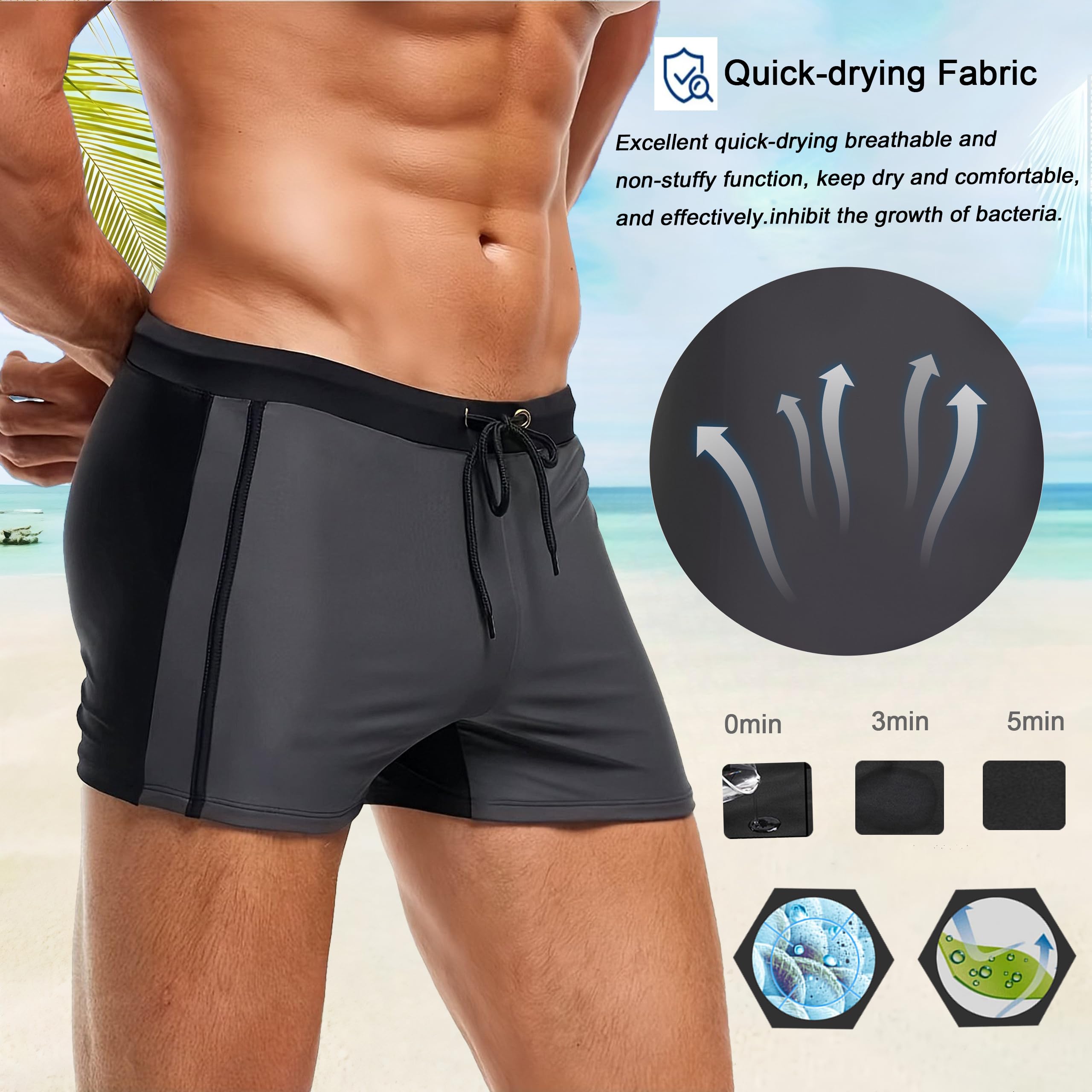 Bañador para Hombre Secado rápido Playa Surf Corriendo Pantalones Cortos de natación Boxeadores Ligero Shorts