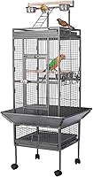 HSM 62 Inch Wrought Iron Large Bird Flight Cage with Rolling Stand for African Grey, Cockatiel, Conure, Lovebird, Canary
