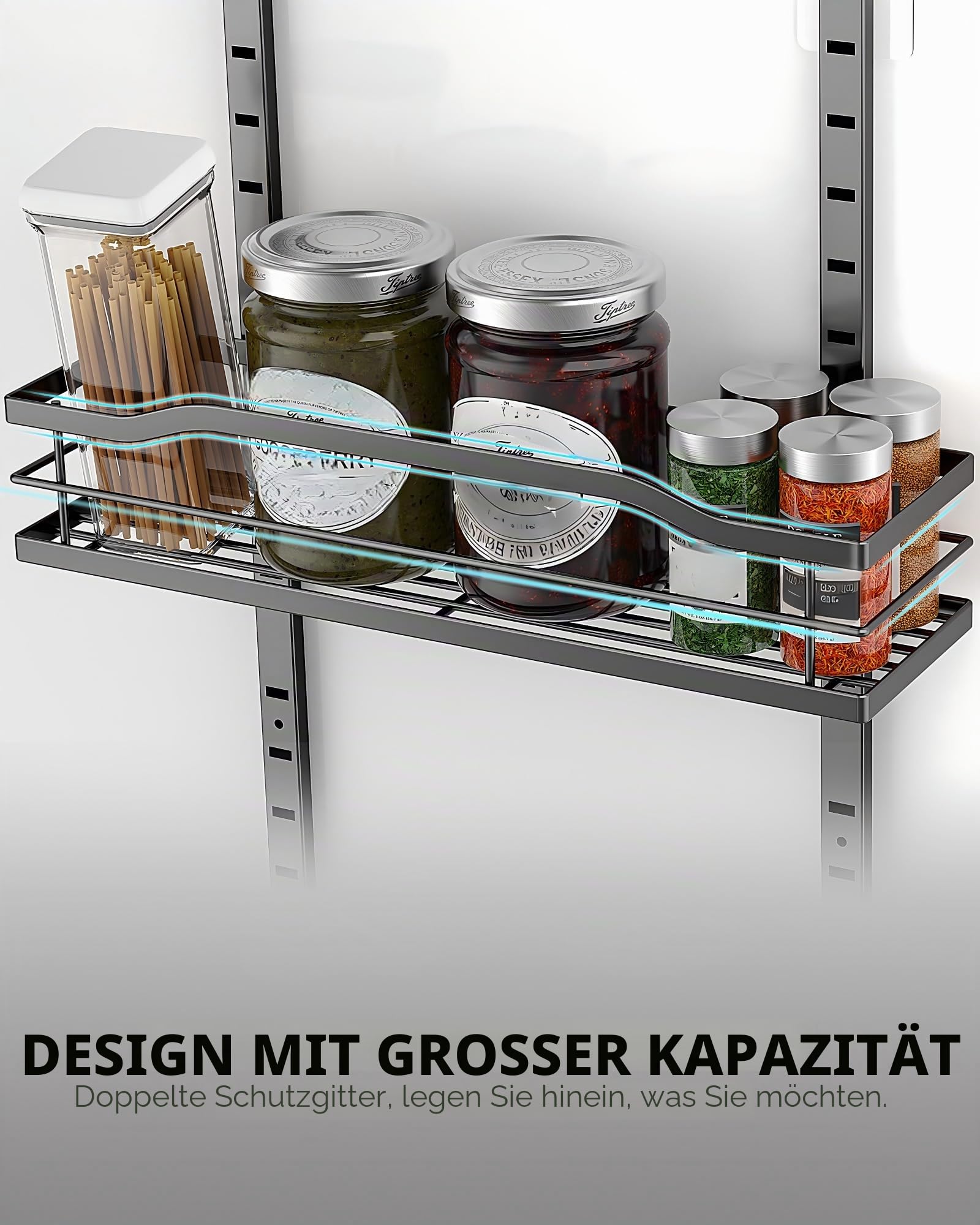 Moforoco roco Weißer 9-stöckiger Organizer für Speisekammer, Speisekammer-Organisation und Aufbewahrung, Metall-Gewürzregal, zum Aufhängen, für Tür, Zuhause und Küche, Essentials, Waschküche,