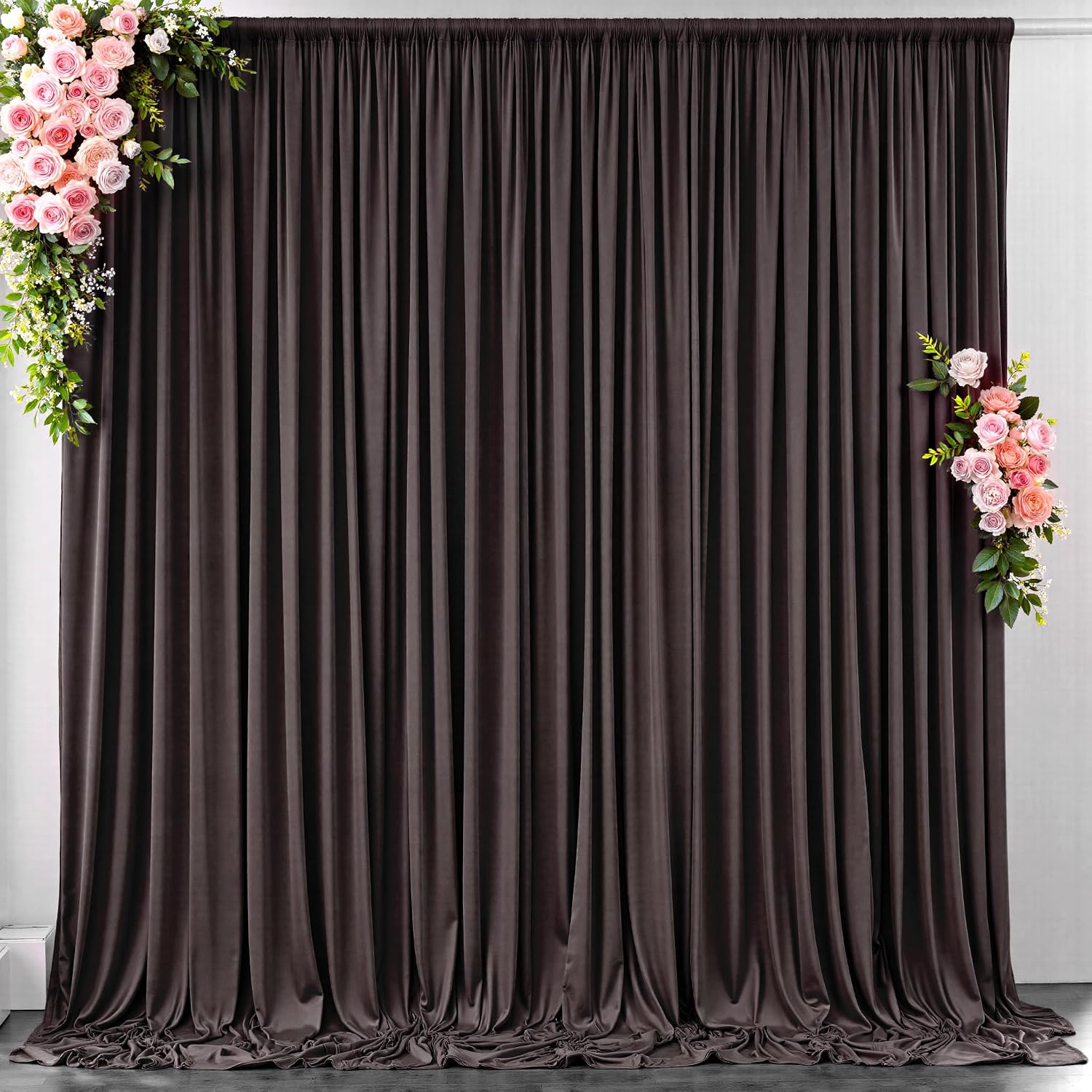 10 ft x 10 ft Wrinkle Free Brown Backdrop Curtain for Parties, Wedding Brown Photo Backdrop Drapes, Fabric 2 Panels 5x10ft for Baby Shower Photoshoot Engagement Birthday Photography Background