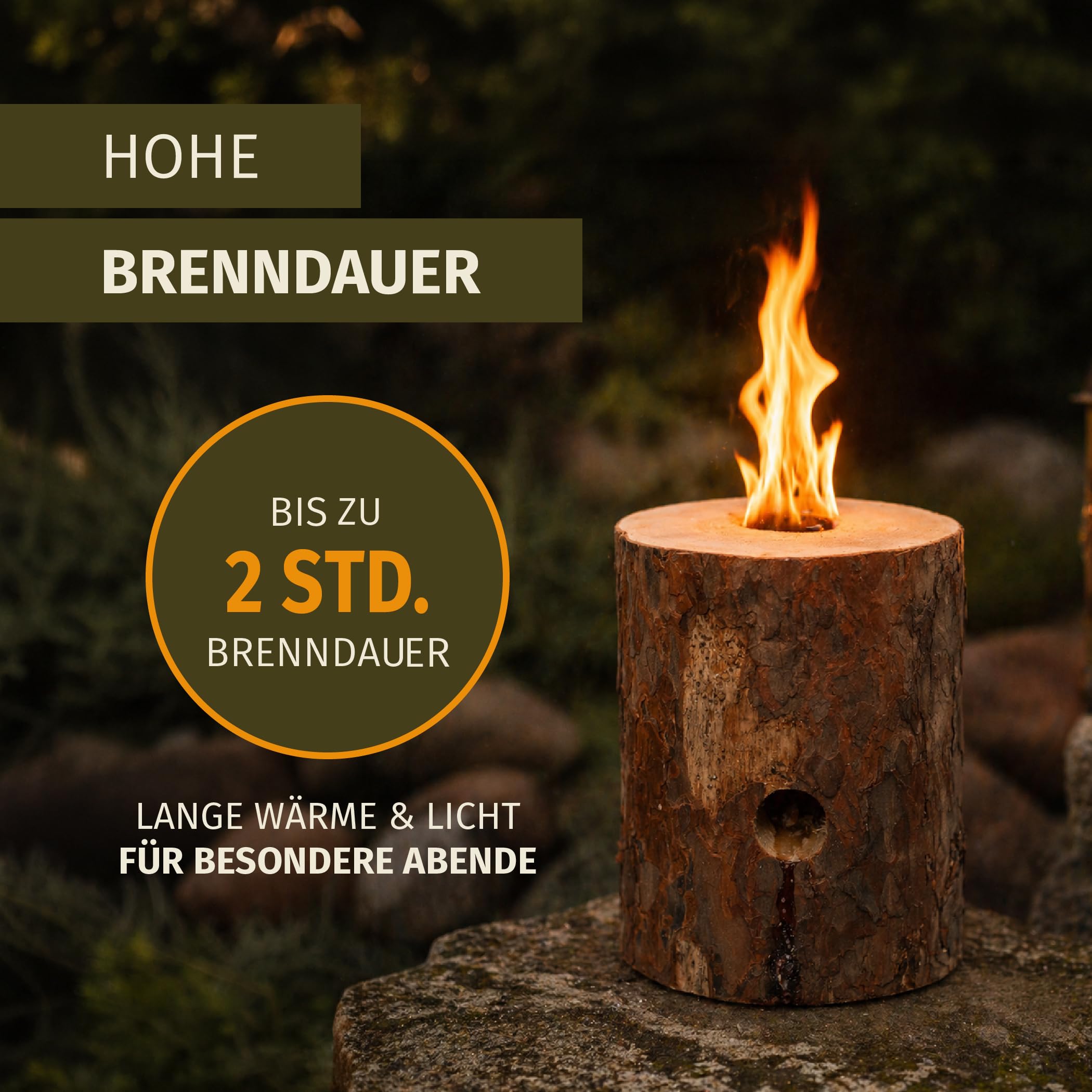 Moritz 6X Schwedenfeuer Citronella Geruch Baumfackel inkl. Anzünddocht Finnenfackel Gartenfackel Fackel Holz Partyfackel 1,5-2 Stunden Brenndauer 20cm hoch