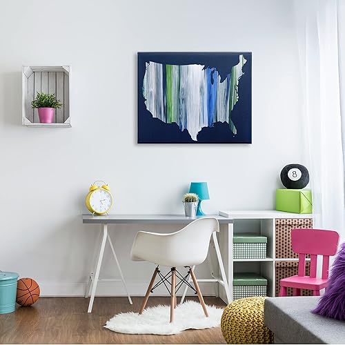 Miniatura 2 de Stupell Industries Lienzo de pared con diseño de rayas abstractas de los Estados Unidos de América, 40 x 30, azul