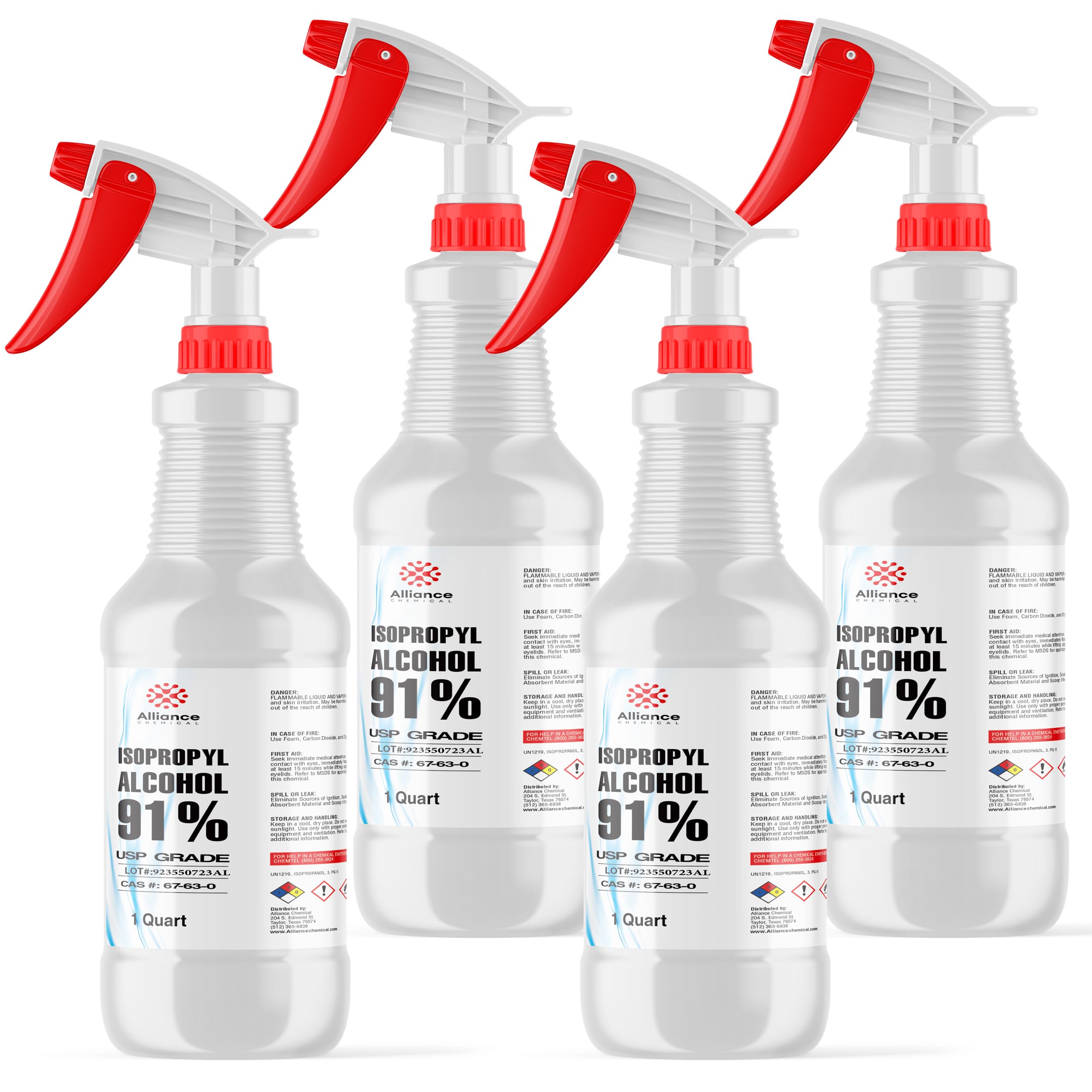 Isopropyl Alcohol 91% USP Grade - 4 Quarts w/Spray Top - Medical Grade Rubbing Alcohol - Made in America - Alliance Chemical