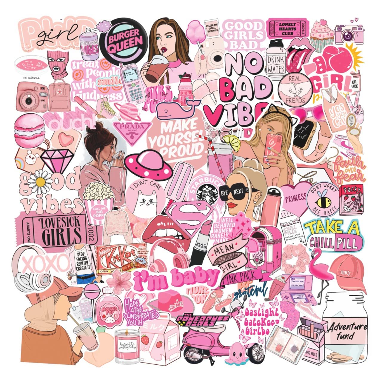 True Flair (Pack of 120) Aesthetic Laptop Stickers for Journal Supplies kit, Phone case, Quotes Stickers for Scrapbook, Cute Korean Accessories for Girls, Vinyl (B0BQKF828Q) Amazon Price History, Amazon Price Tracker