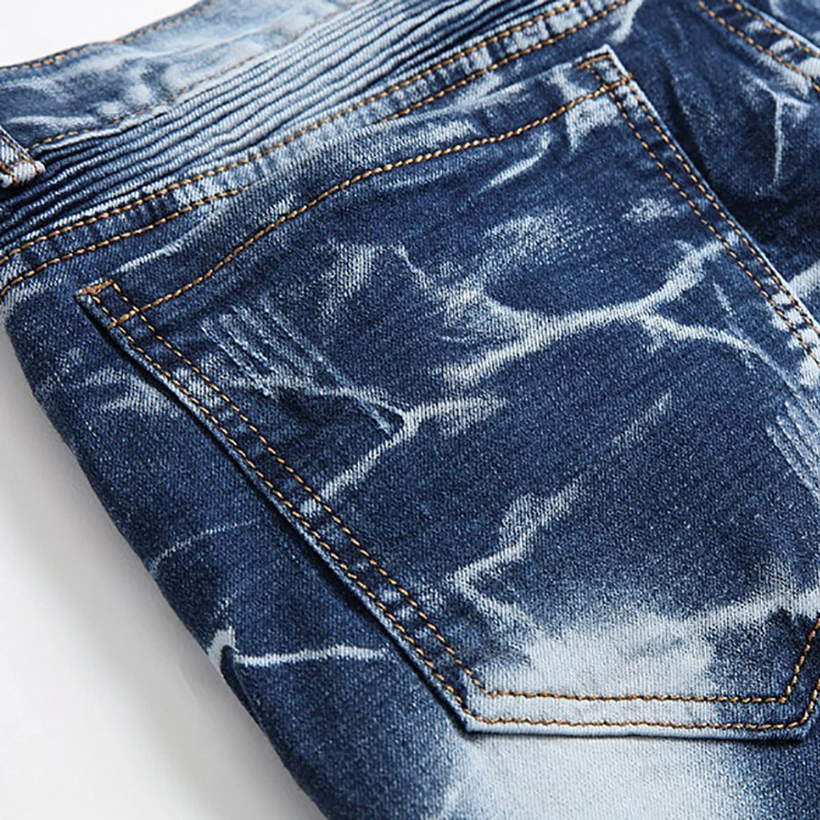 Jeans da uomo, vintage, alla moda, in denim, strappati, look usato, vestibilità stretta, pantaloni in denim, Y2K, stile retrò, alla moda, comodi e pratici