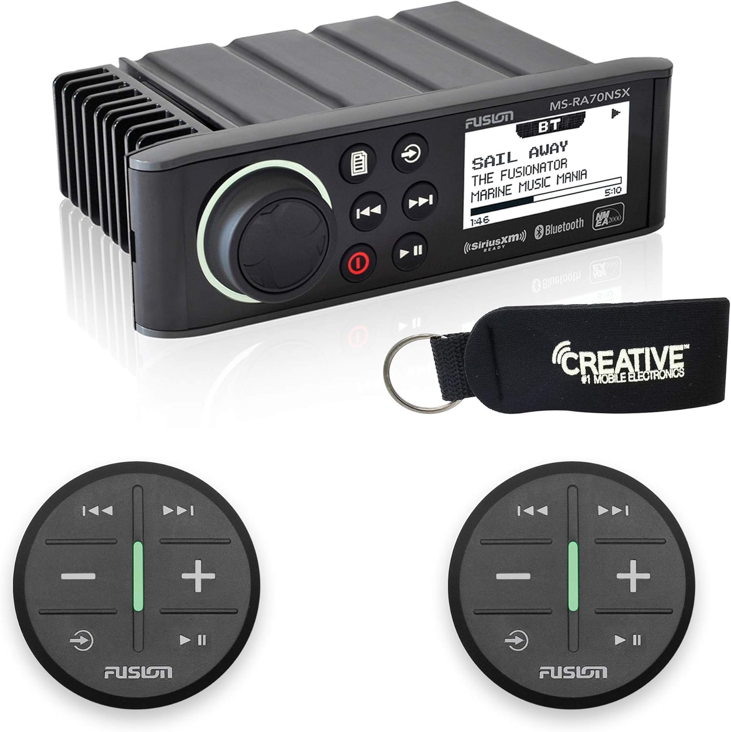 Fusion MS-RA70NSX Marine Entertainment System with Two Wireless Remotes for Dual Zones - Black