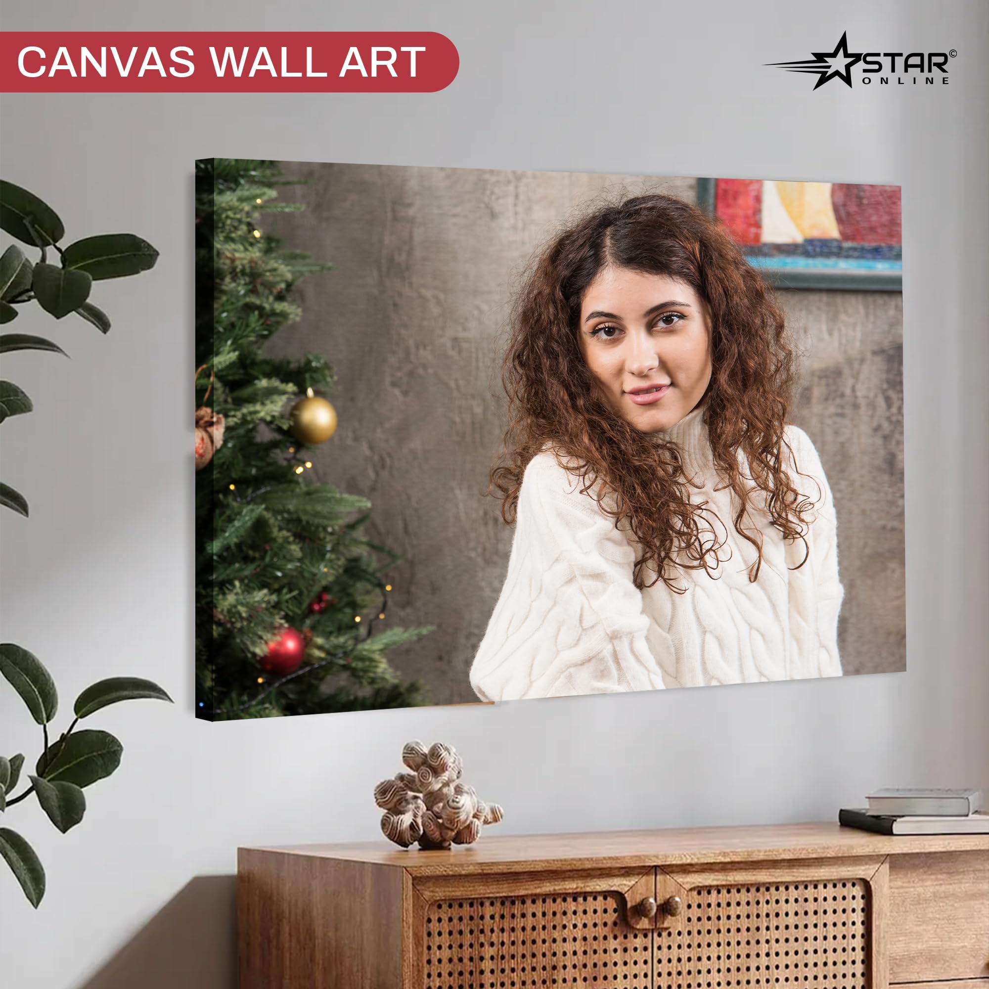 Star Online Personalised Canvas Photo Prints Pictures Birthday Frames Gifts For Mum,Dad Custom & Wall Art Holiday Memory (20x25cm (8x10in)) — view 7