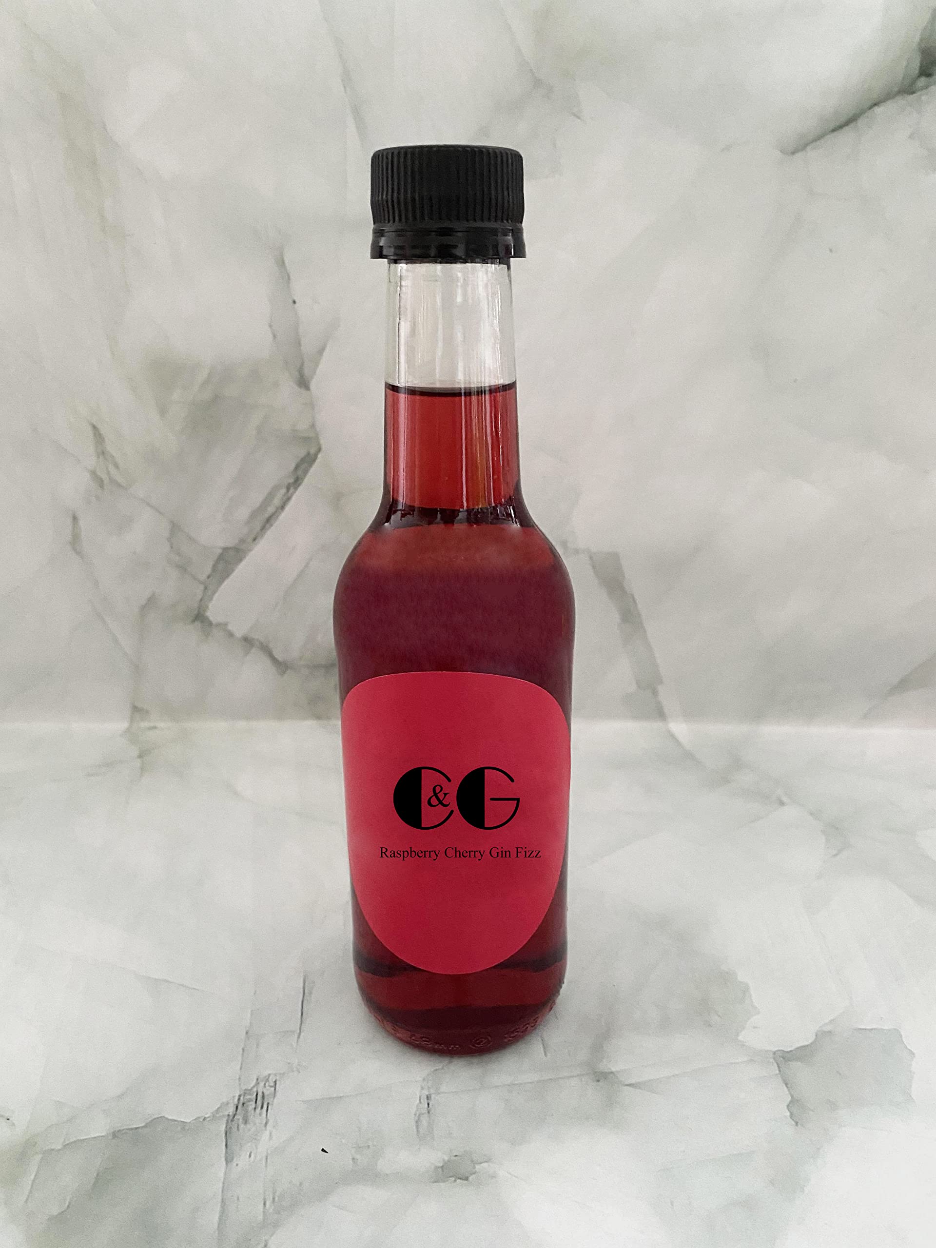 Cocktail and Garnish (C & G), Premium Ready-to-Drink, Handcrafted Cocktail, Raspberry Cherry Gin Fizz, 1 Litres, Letter Box Delivery, with 47 Flavours Available