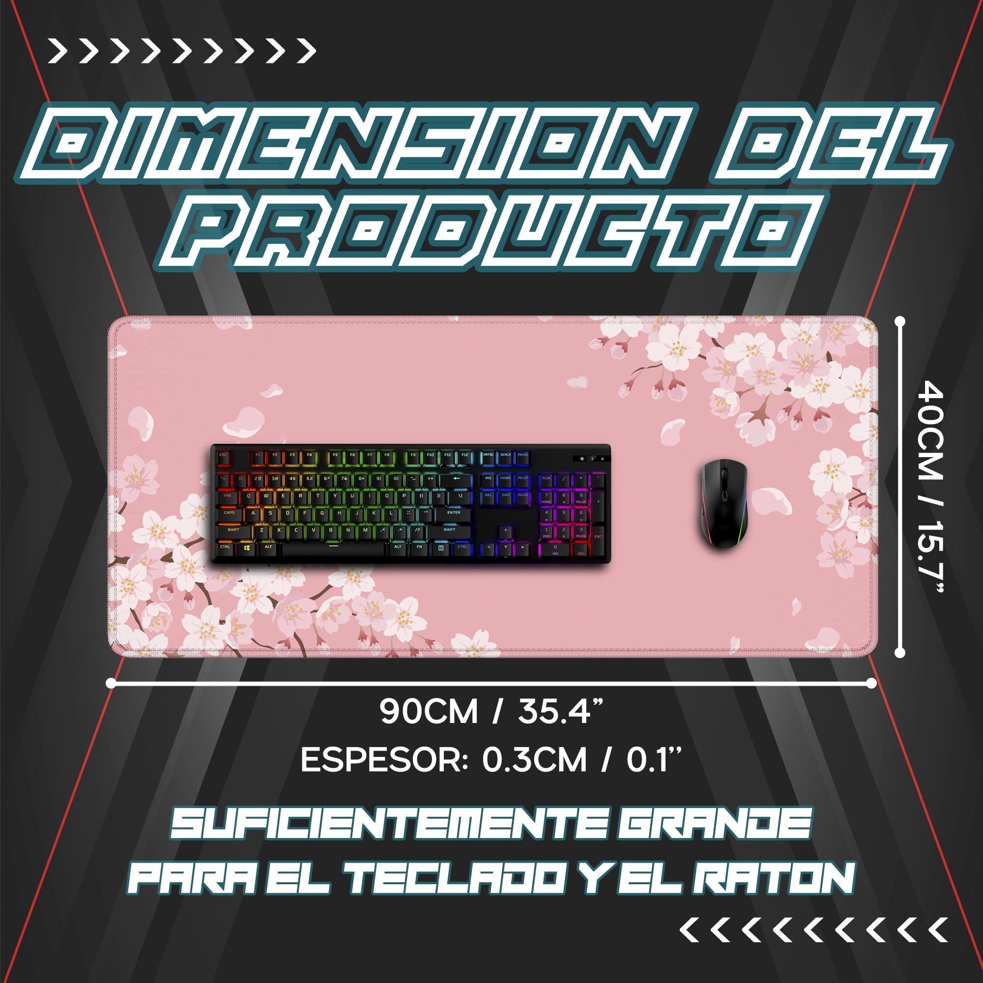 Alfombrilla Ratón XXL | Alfombra Escritorio | Alfombrilla Ratón XL | Alfombrillas Raton Rosa | Alfombrilla Escritorio XXL | Alfombrilla Ratón Gaming - Alfombrilla 900x400 MM (Sakura)
