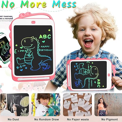 Miniatura 6 de Tableta de escritura LCD para niños, tablero de dibujo de dinosaurio de 12.5 pulgadas, tableta de dibujo borrable electrónica con función de