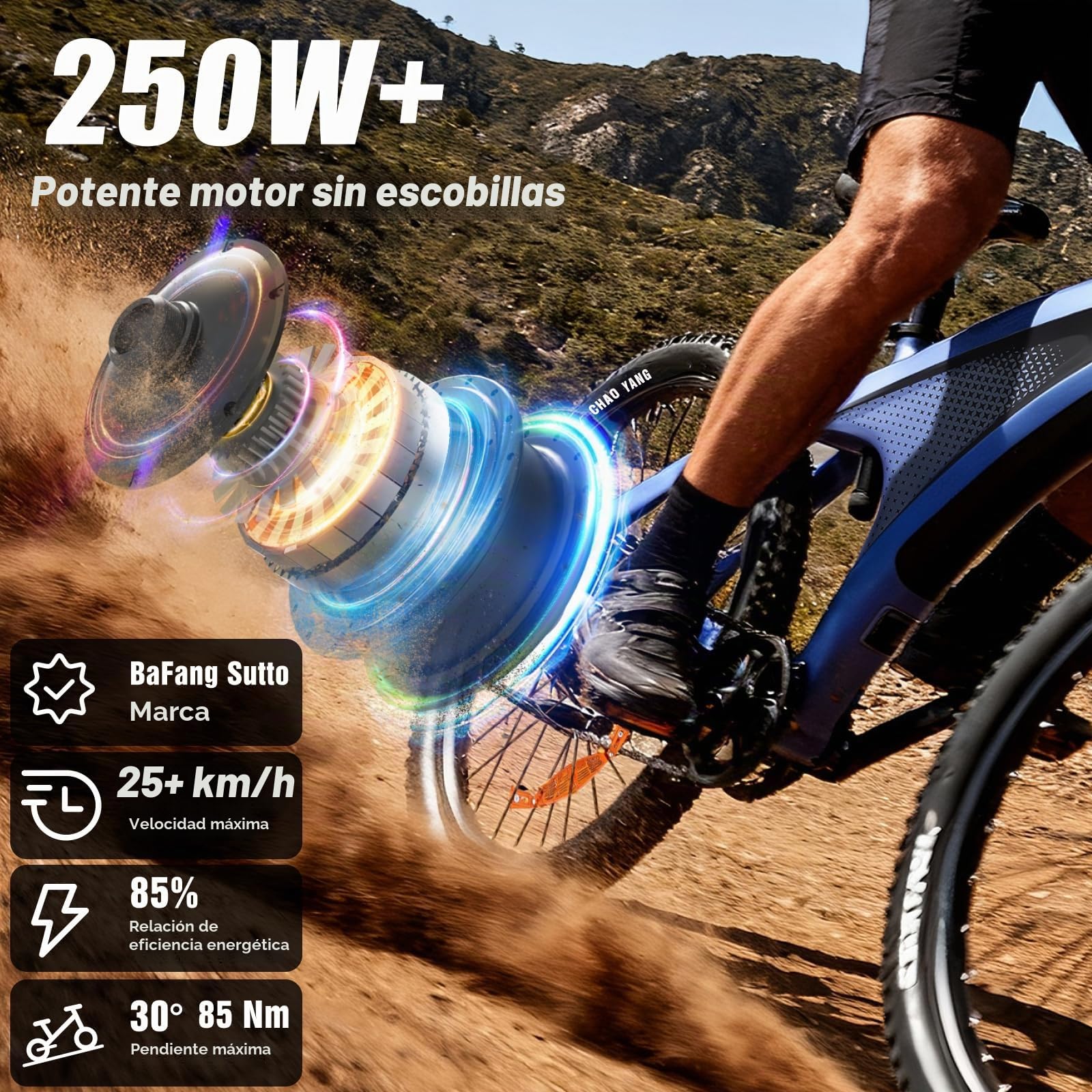 HX Q5 Shark Bicicleta Eléctrica Adulto de Montaña, 27.5" Bicicleta Eléctrica Urbana, Motor 85 NM,13/20 Ah, Autonomía 40-220 km, Suspensión Ajustable y Frenos de Disco Hidráulicos Ebike