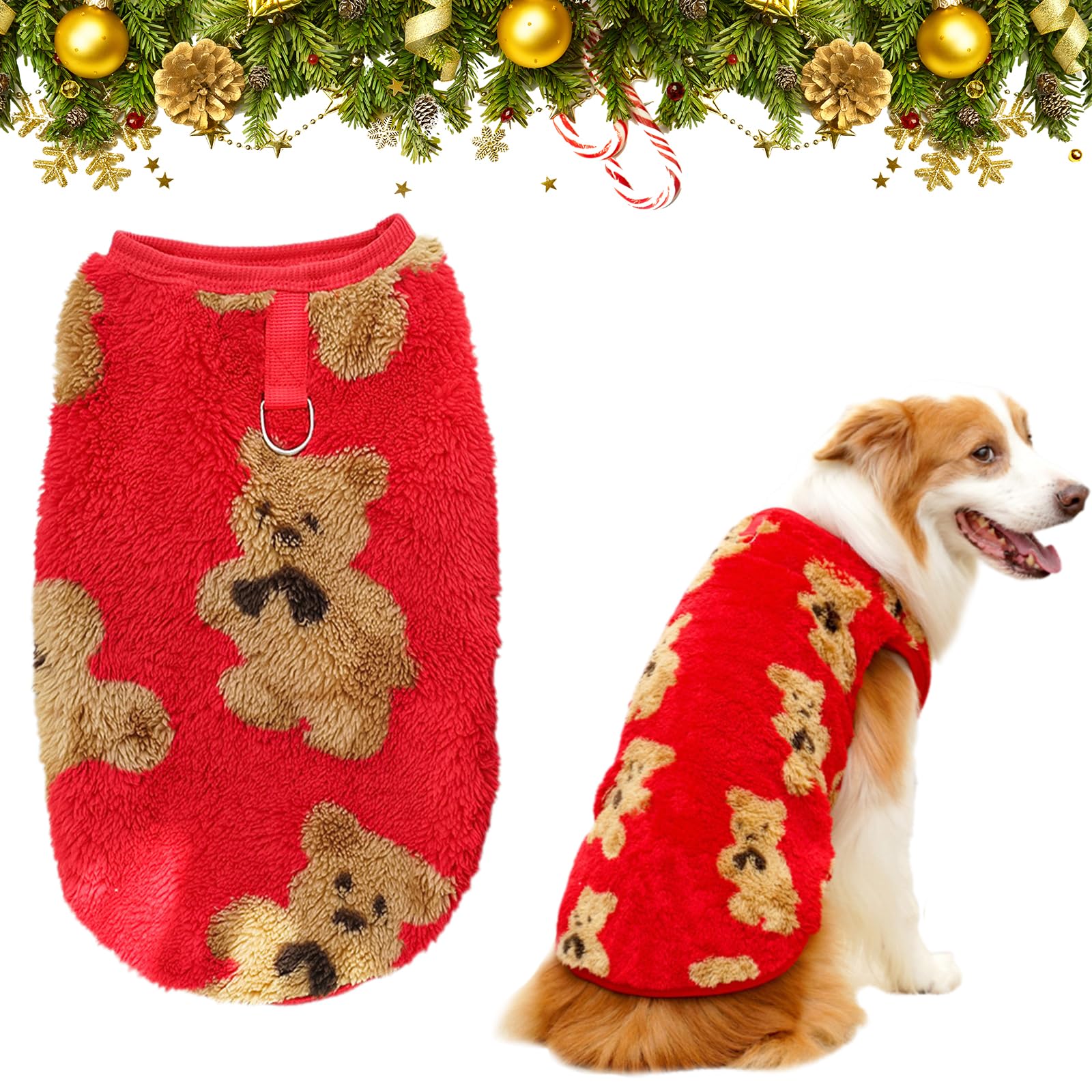 Vestito natalizio per cani taglia grande rosso caldo Corgi Pitbull bulldog britannico