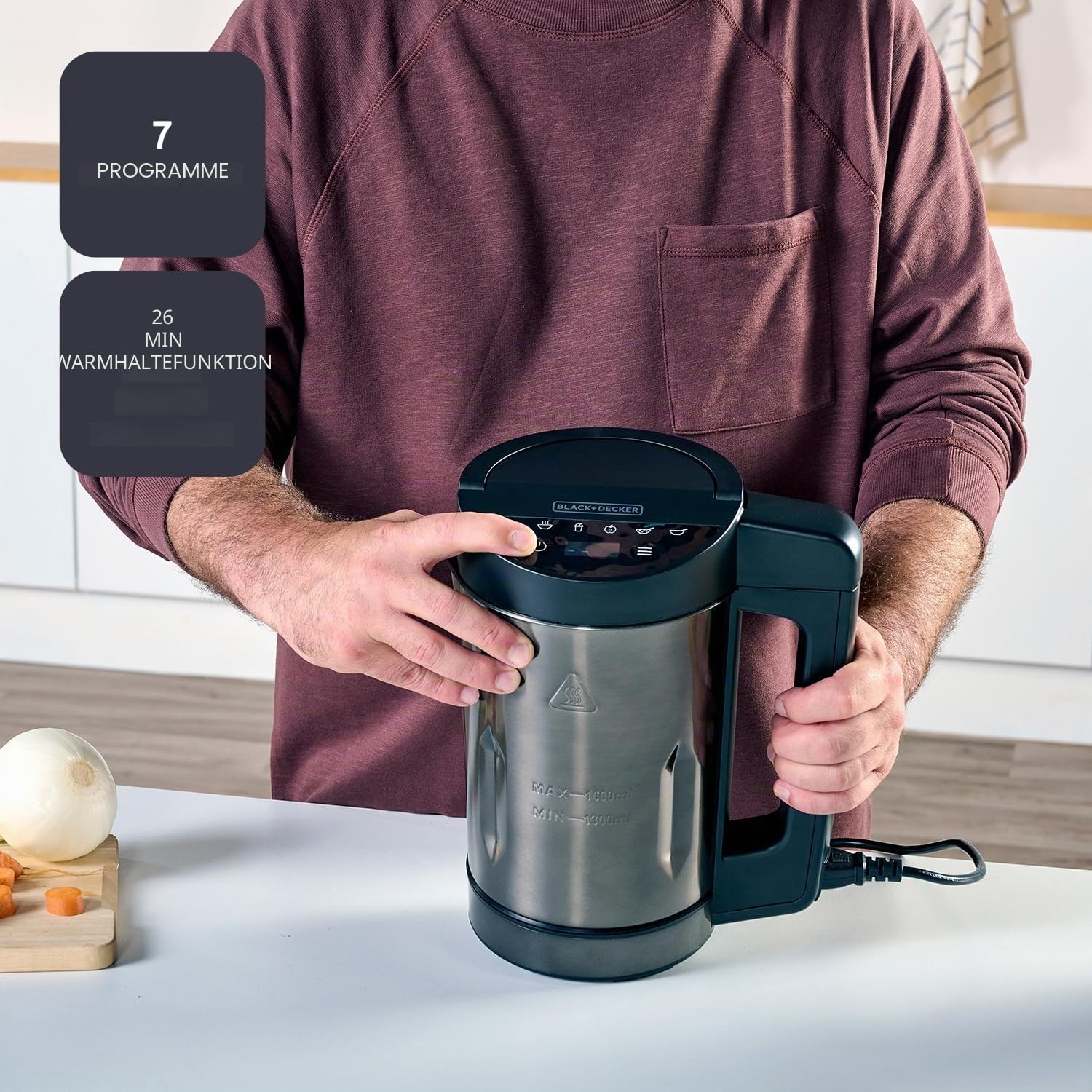 BLACK+DECKER Suppenkocher 1040W 1,6L Inox 7 Programme