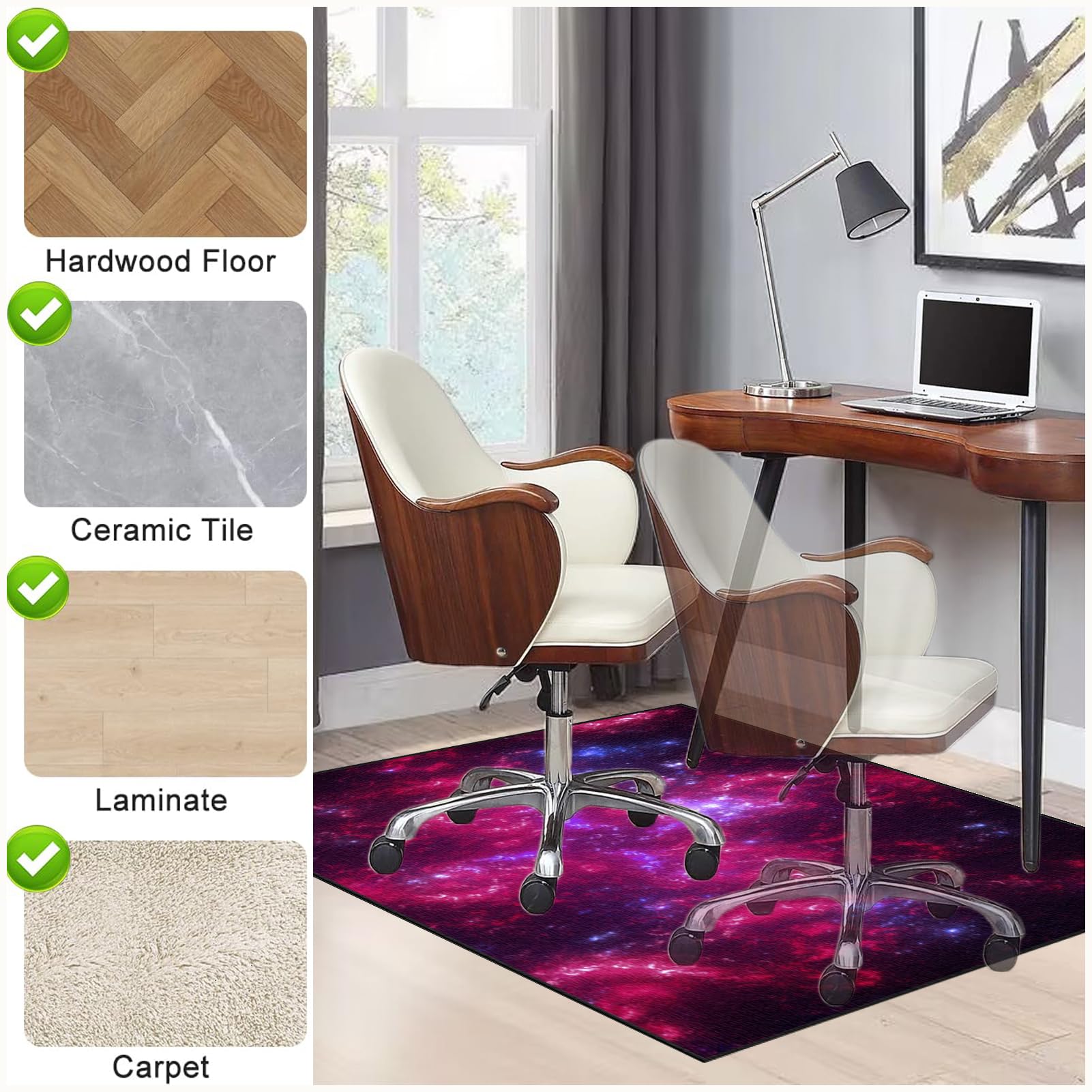 Tappeto Gaming Pavimento, Tappeto Salvapavimento Antiscivolo, Ufficio Protettore del Pavimento per casa e ufficio, Tappeto per Sedia con Ruote, Tappetino di Protezione per Pavimento 90 x 140 cm