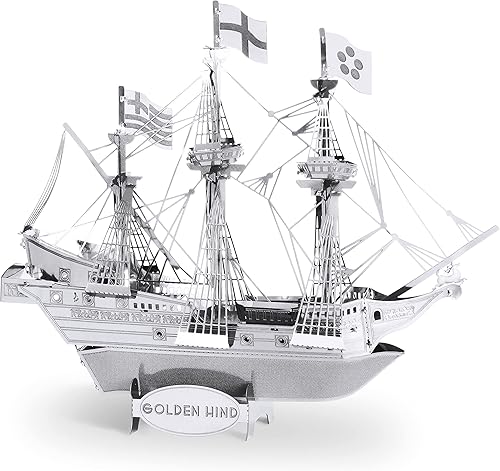 Miniatura 4 de Metal Earth Paquete de kit de modelo de metal 3D Golden Hind con pinzas Fascinaciones