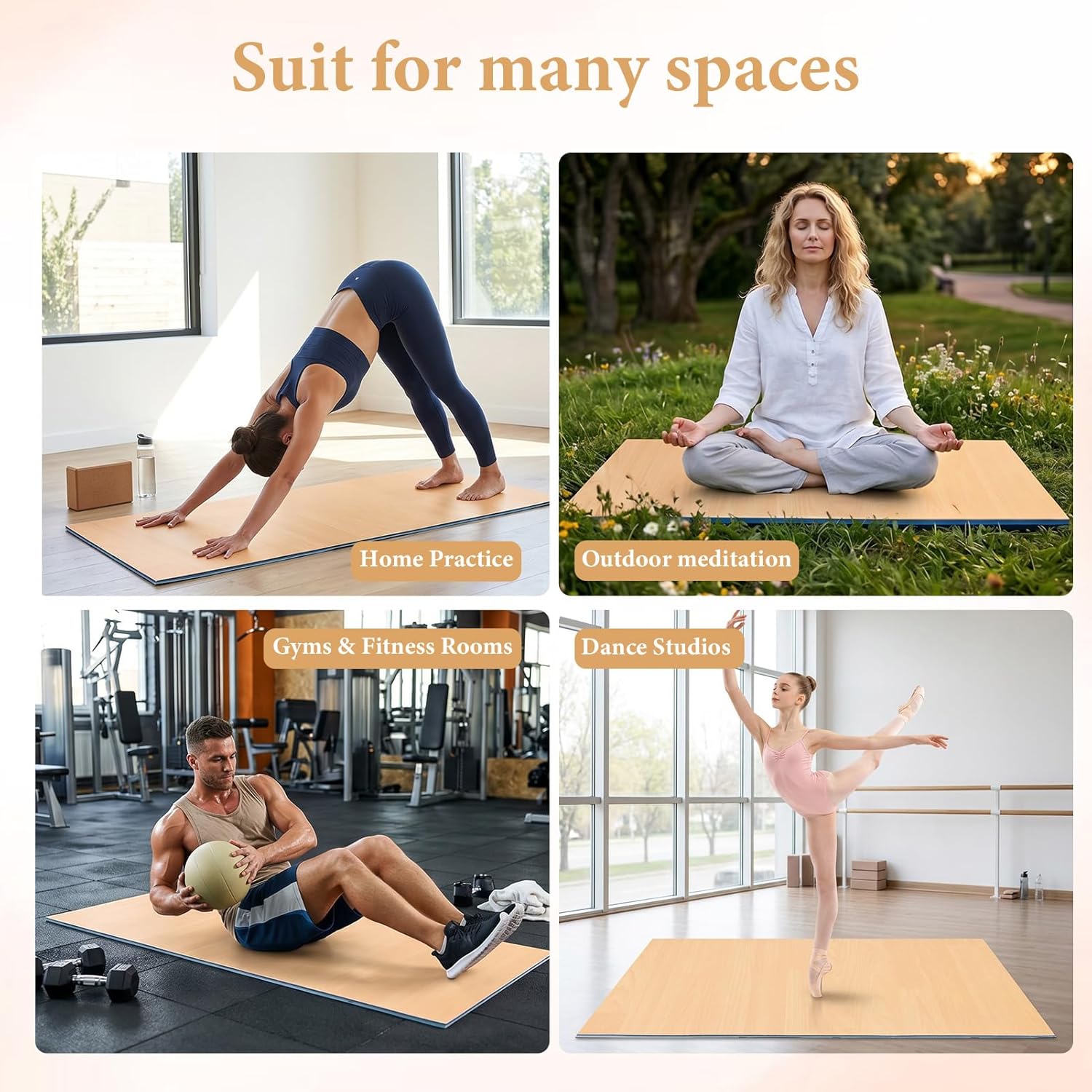 4Ft x 6Ft Marley Dance Floor, Portable Dance Floor Mat for Ballet, Jazz & Pop Dance, Durable Non-Slip PVC Dance Floor for Home, Dance Schools