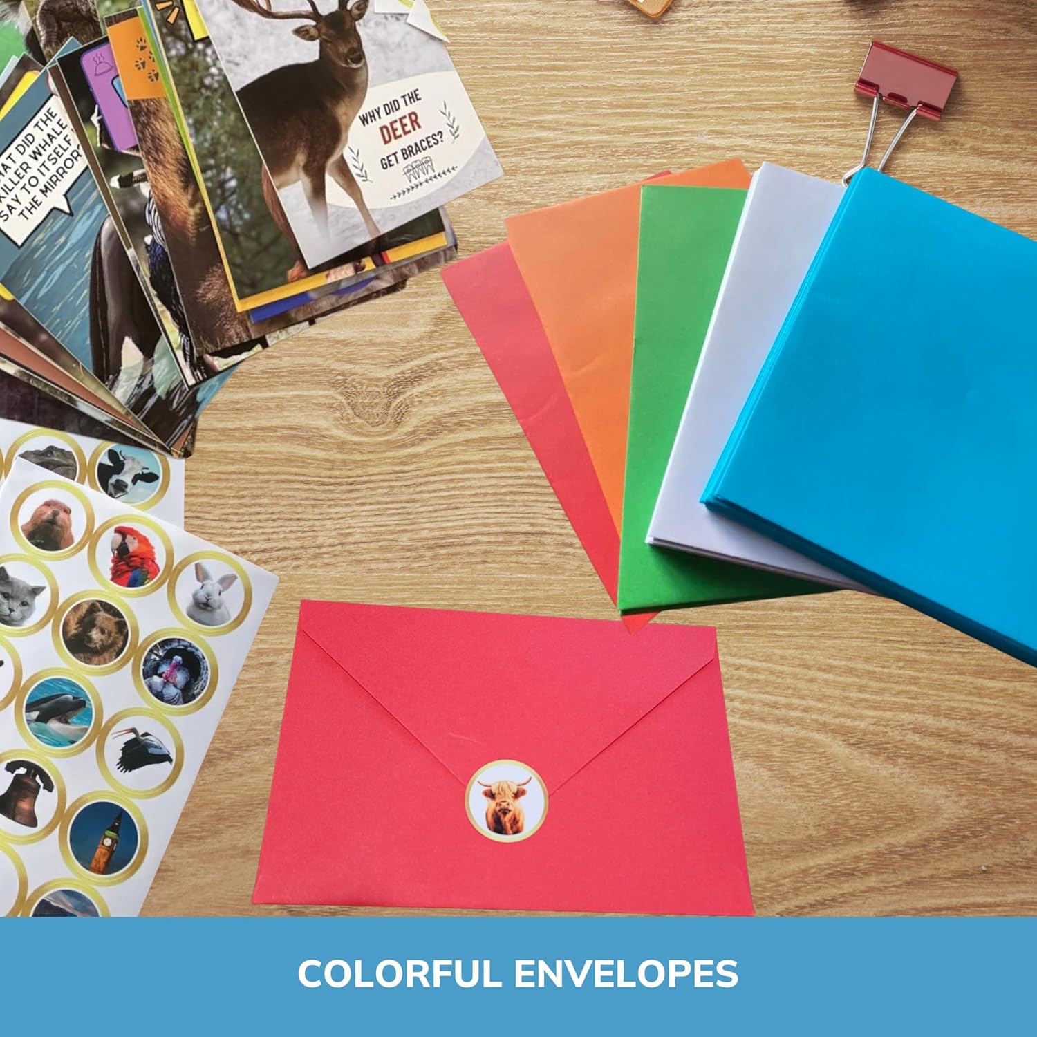 Imperial Designs 50 Animal Jokes & Fun Facts Cards, No Repeats (4x6), Bulk Funny Greeting Cards With Envelopes and Stickers. Thinking Of You Cards for Parents, Grandparents, Teachers and More