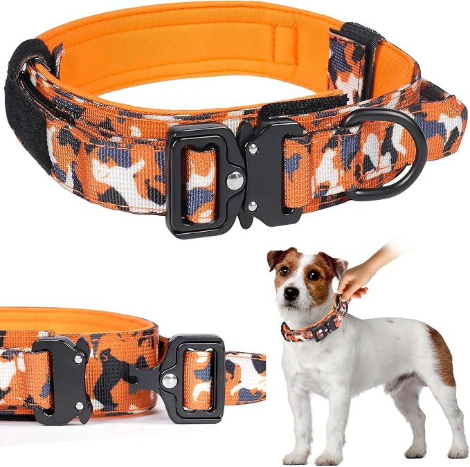 Collar táctico de nylon ajustable para perros Relux XL camo naranja miniatura 8