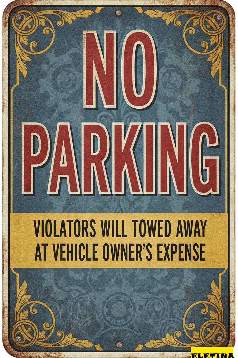 No Parking Violators Will Be Towed Away Metal Wall Decor Beware Caution Sign Garden Driveway High Way Gate 8x12in