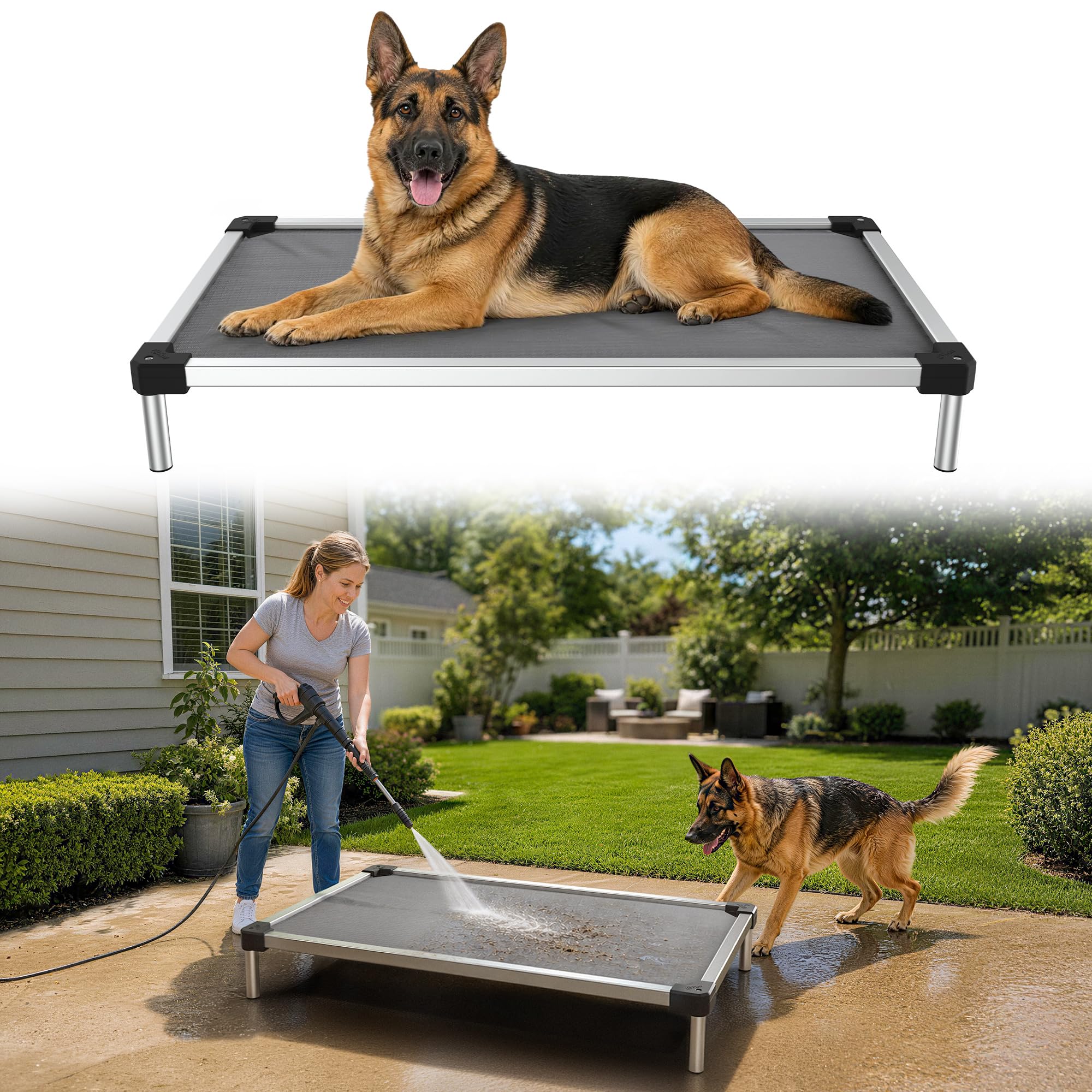 FXW TitanNest Padded Chew-Proof Elevated Dog Bed for Large Dogs