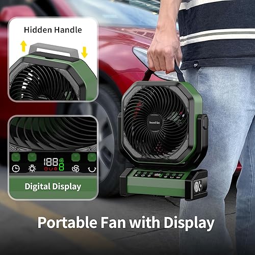 Miniatura 7 de Socool Ventilador de campamento con luz, ventilador de batería recargable de 20000 mAh con control remoto, 112 horas y 8 velocidades, pantalla