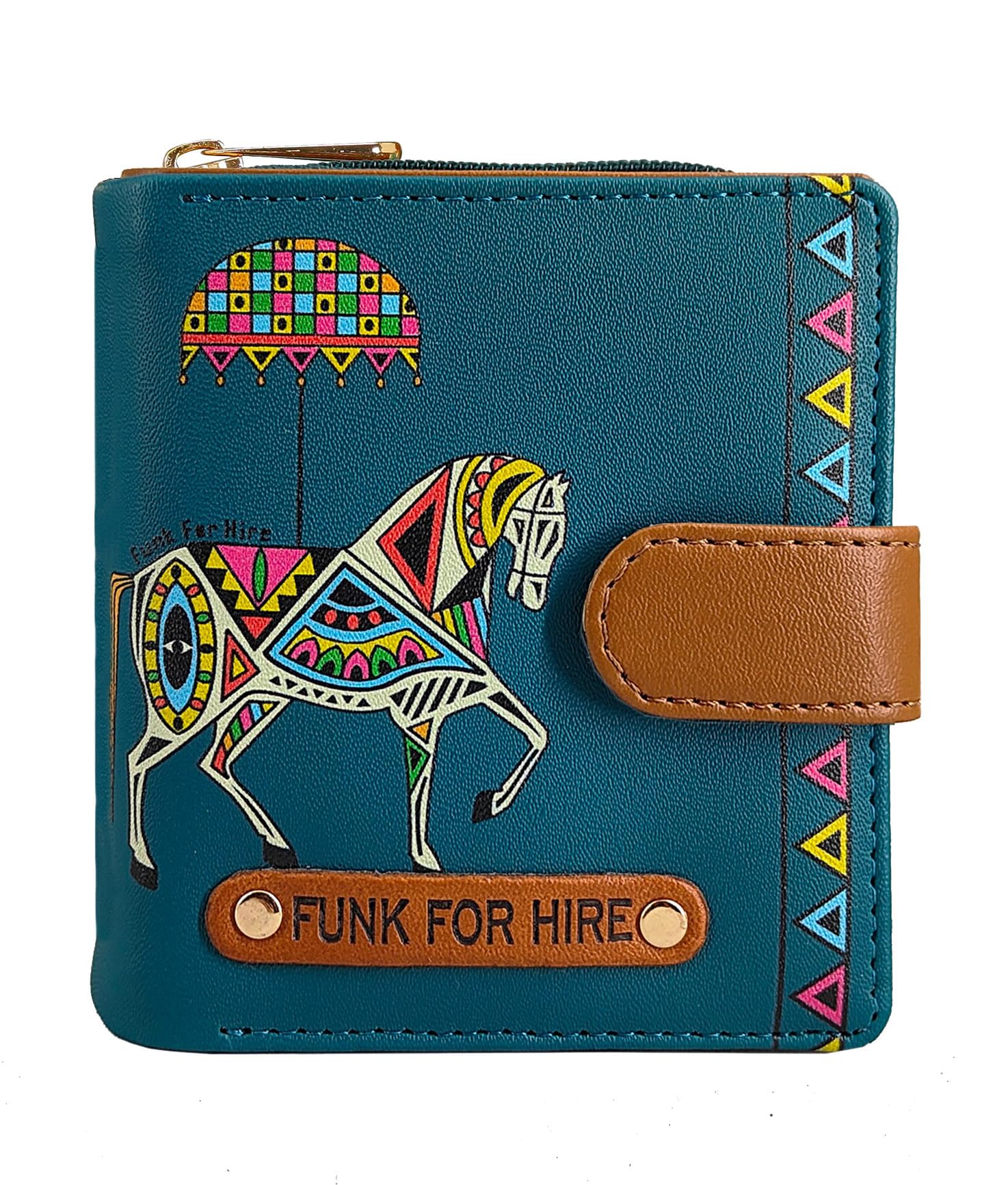 Women Printed Petrol Blue Leatherette Wallet