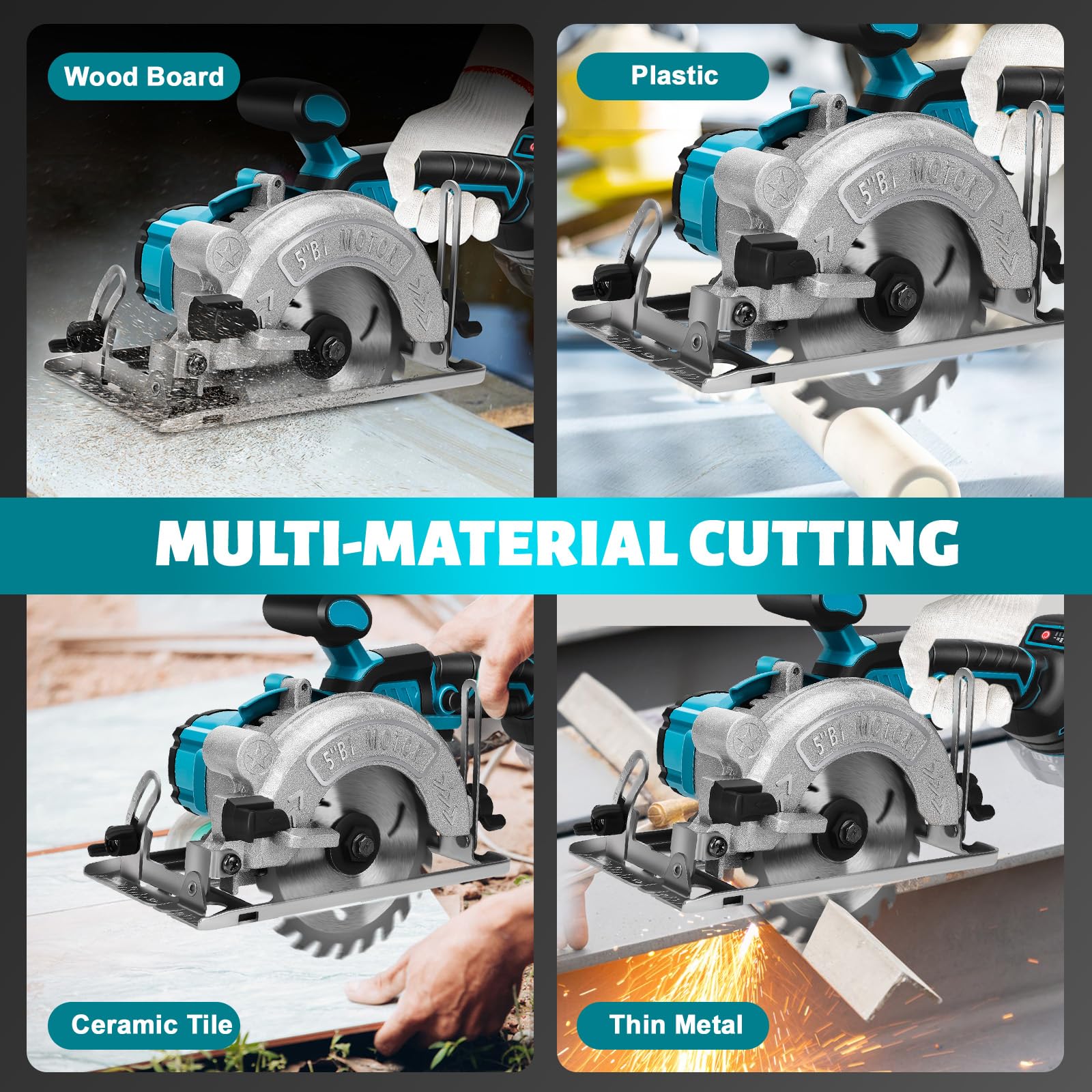 Akku-Kreissäge für Makita 18V Lithium-Akku, Bürstenlose Mini Handkreissäge mit 2 Sägeblättern, Mini-Kreissäge zum Schneiden von Fliesen und Holz (125mm)