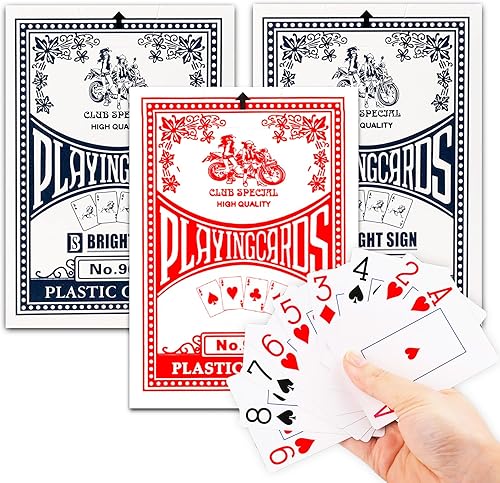 Juego de cartas de juego con revestimiento de plástico, paquete de 3 cartas especiales No. 976 para póker, noches de juego, blackjack, fiestas,