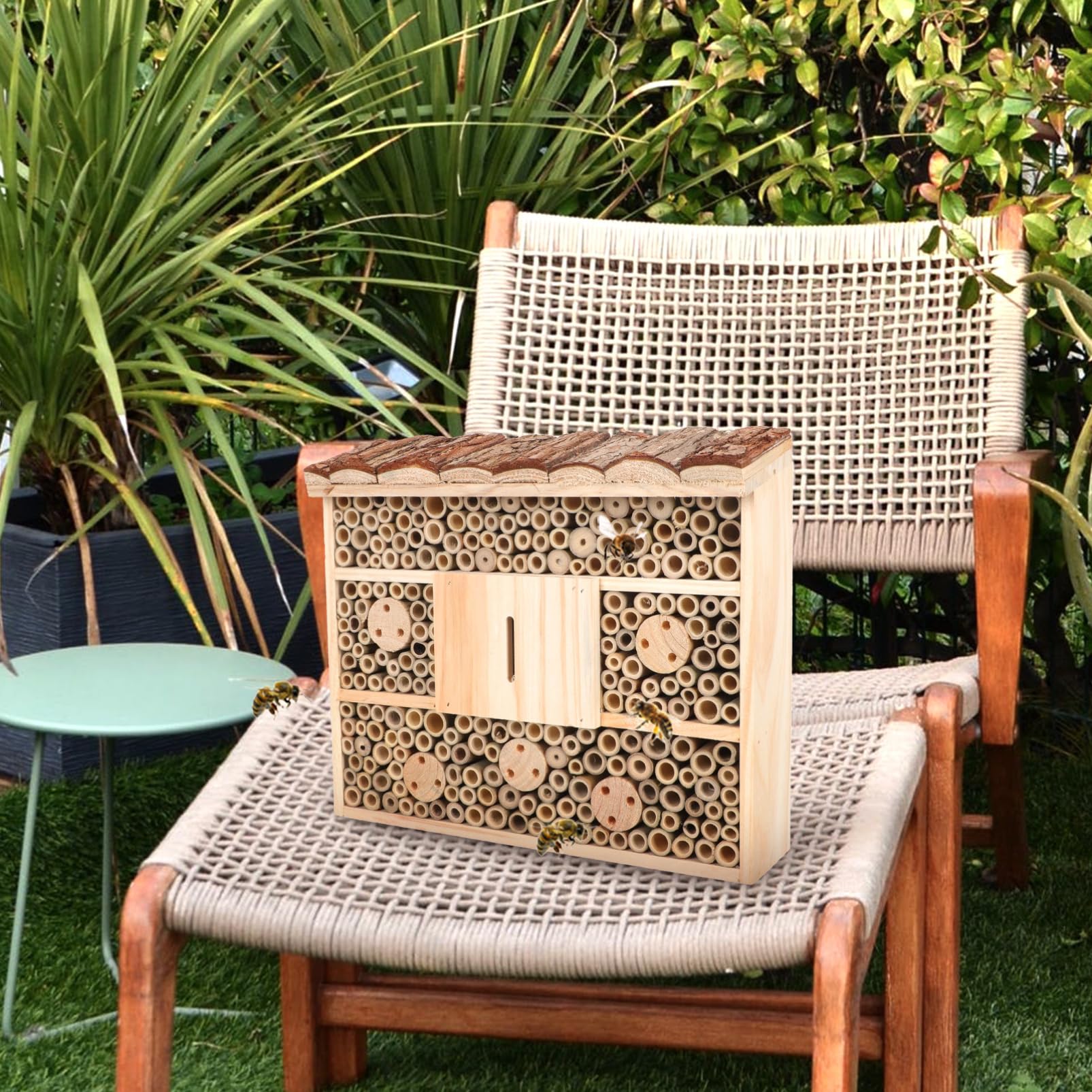HANABASS Casetta in Legno Stile Casetta per Insetti da Giardino Beige per Mantenere L'ecologia e Attirare Insetti Utili per Ladybird e Ape