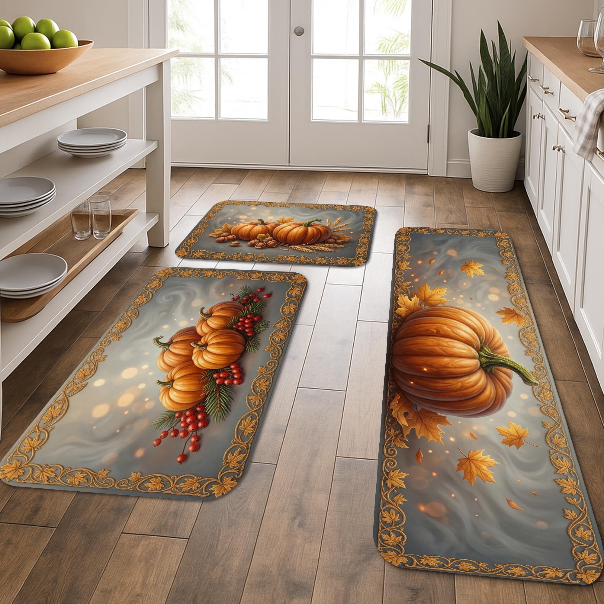 Tapis de cuisine citrouilles d'automne confortables pour une ambiance maison de campagne