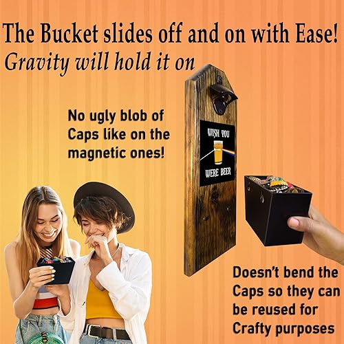 Miniatura 4 de Wish You Were Beer - Pink Floyd Inspired - Bottle Opener and Cap Catcher - Handcrafted by a Vet - 100 Solid Pine 34 Thick - Rustic Cast Iron Bottle