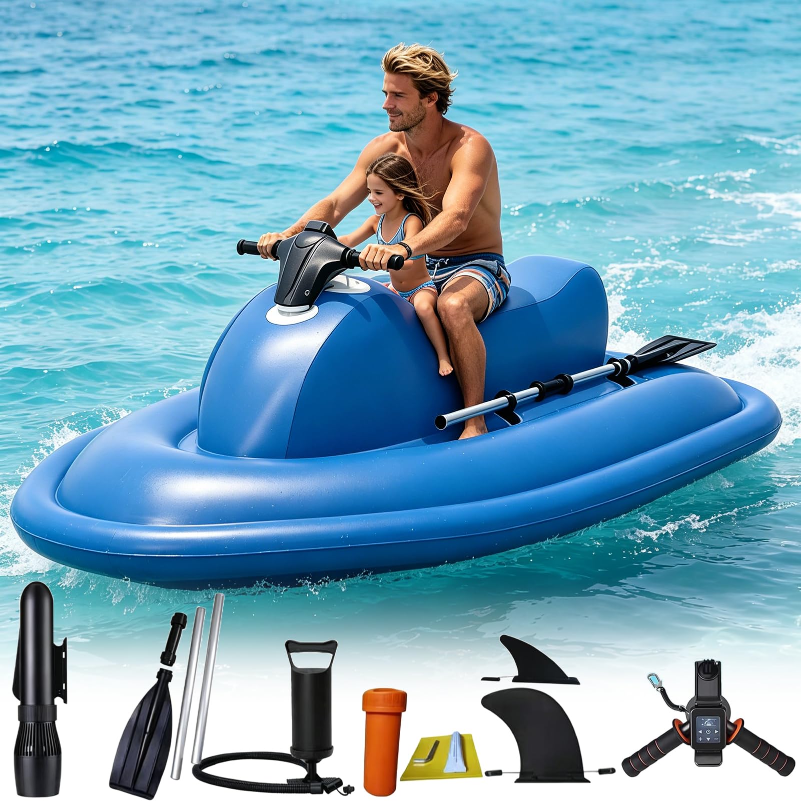 TDSYOCG 2-Person Electric Underwater Scooter Jet Ski Boat | 500W/700W Electric Underwater Jet Boat | 10000mah/16000mAh Battery, 3-7 Km/H, 40-130 Min Battery Life | for Adults, Pool, Lake, Snorkeling