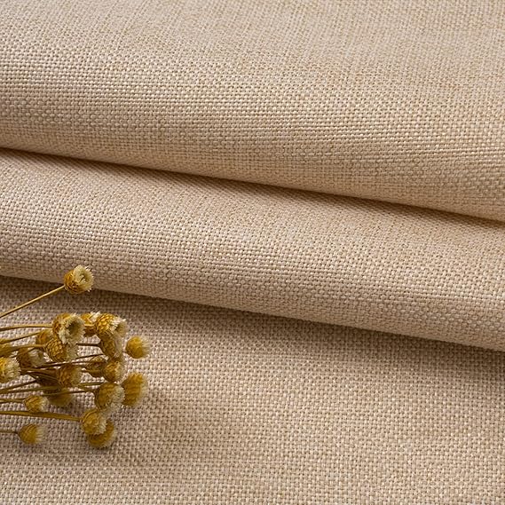 TinaKim Canvas Upholstery Fabric, Faux Linen Type Cloth Material,for Couch Chair Seat Repair (Beige 3, 2 Yard (57x 72 inch))