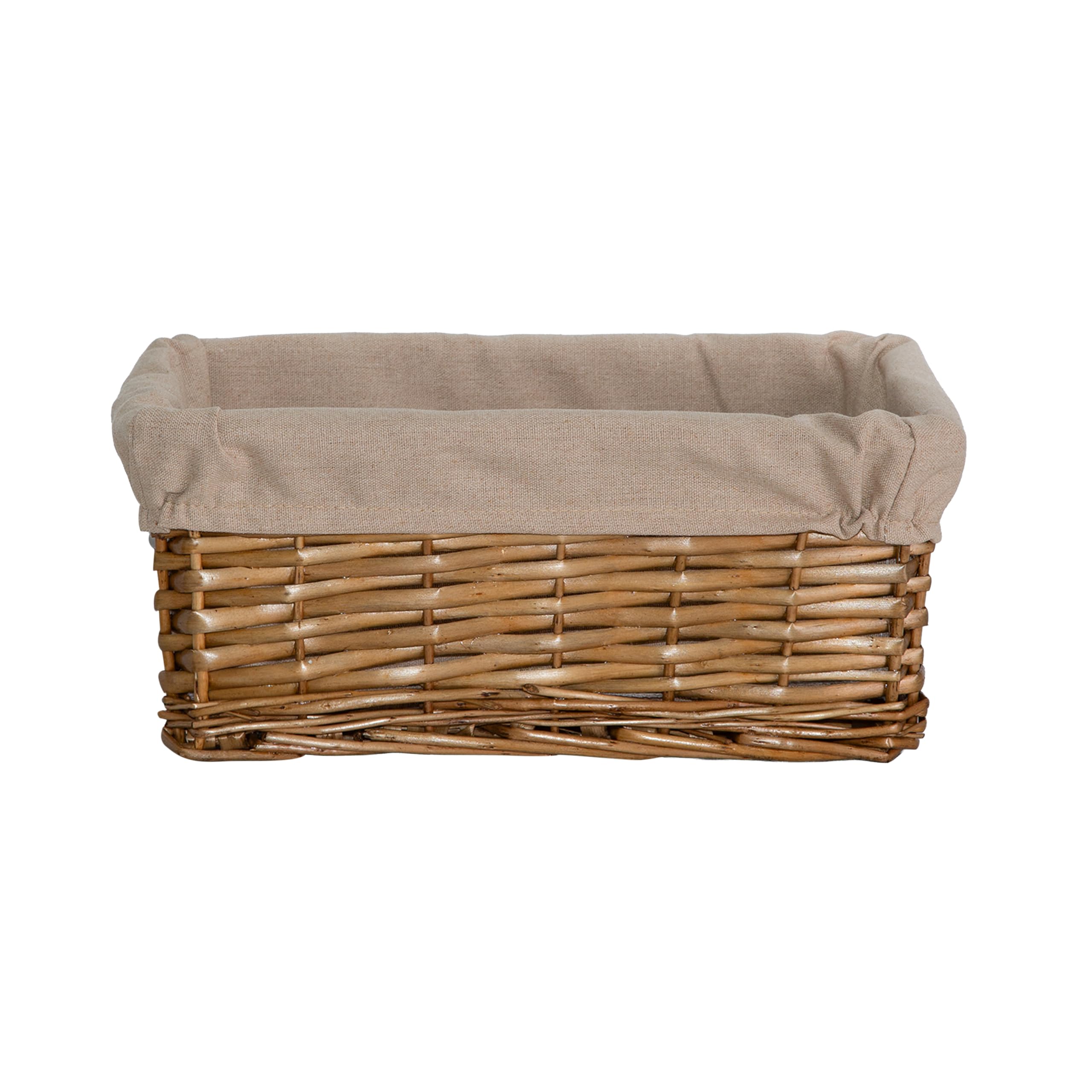 Natural Wicker Storage Basket with Lining Hamper Baskets for Gifts Empty Baskets for Shelves (Brown, Medium)