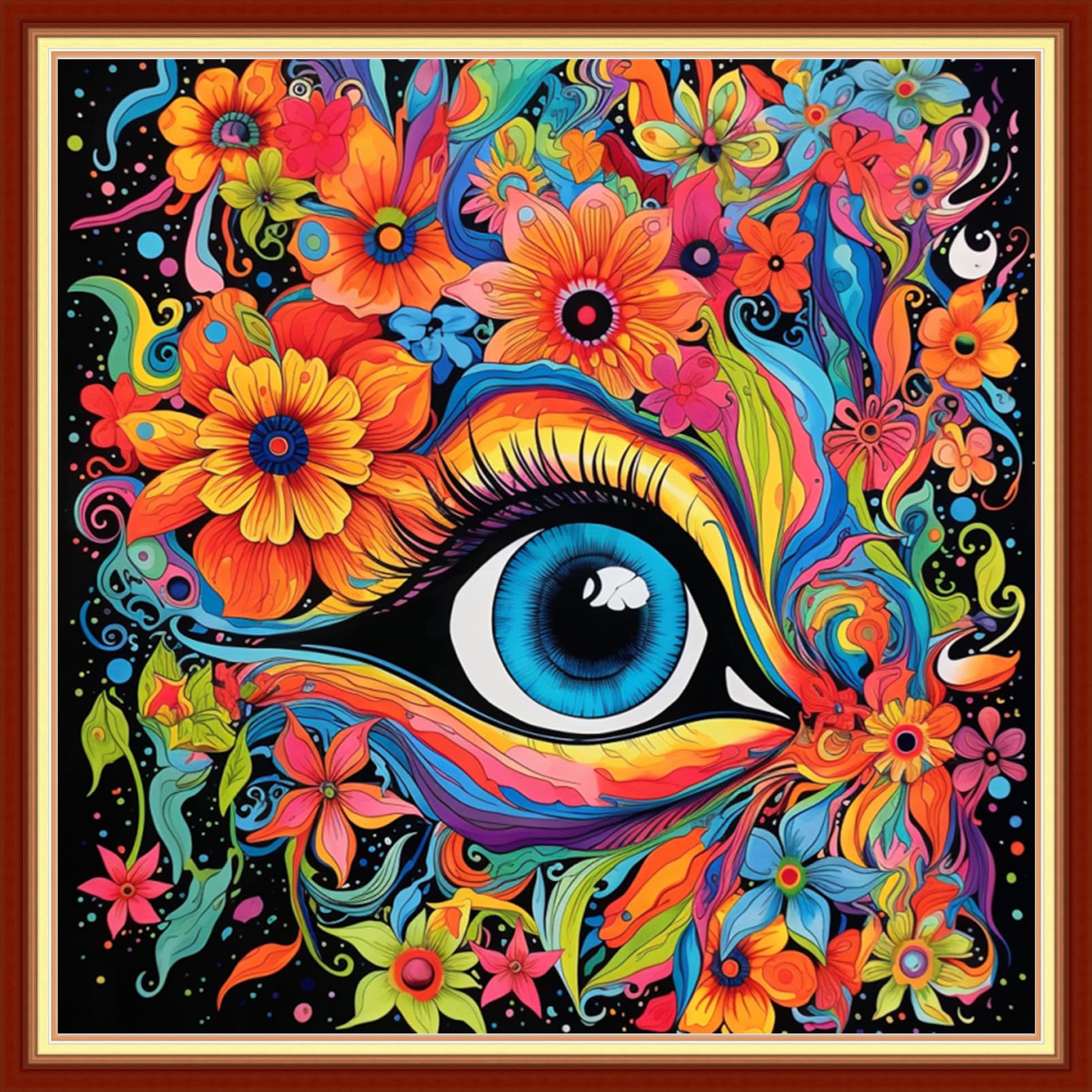 Dooxvey Cross Stitch Kits for Adults Stamped Full Range of Embroidery Starter Kits for Beginners 11CT Printed Cross Stitch Patterns Needlepoint Kits Stamped Crossstitch-Flower Eyes 18x18 inch