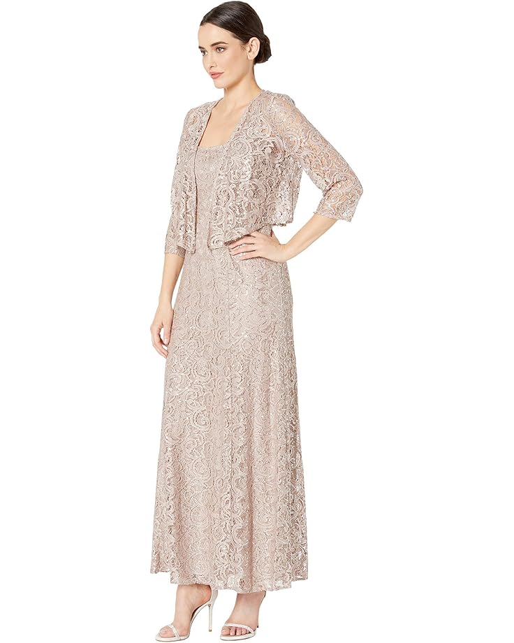 Alex Evenings Long Sequin Lace A-Line Jacket Dress with Illusion Cascade Jacket - #2 of 5