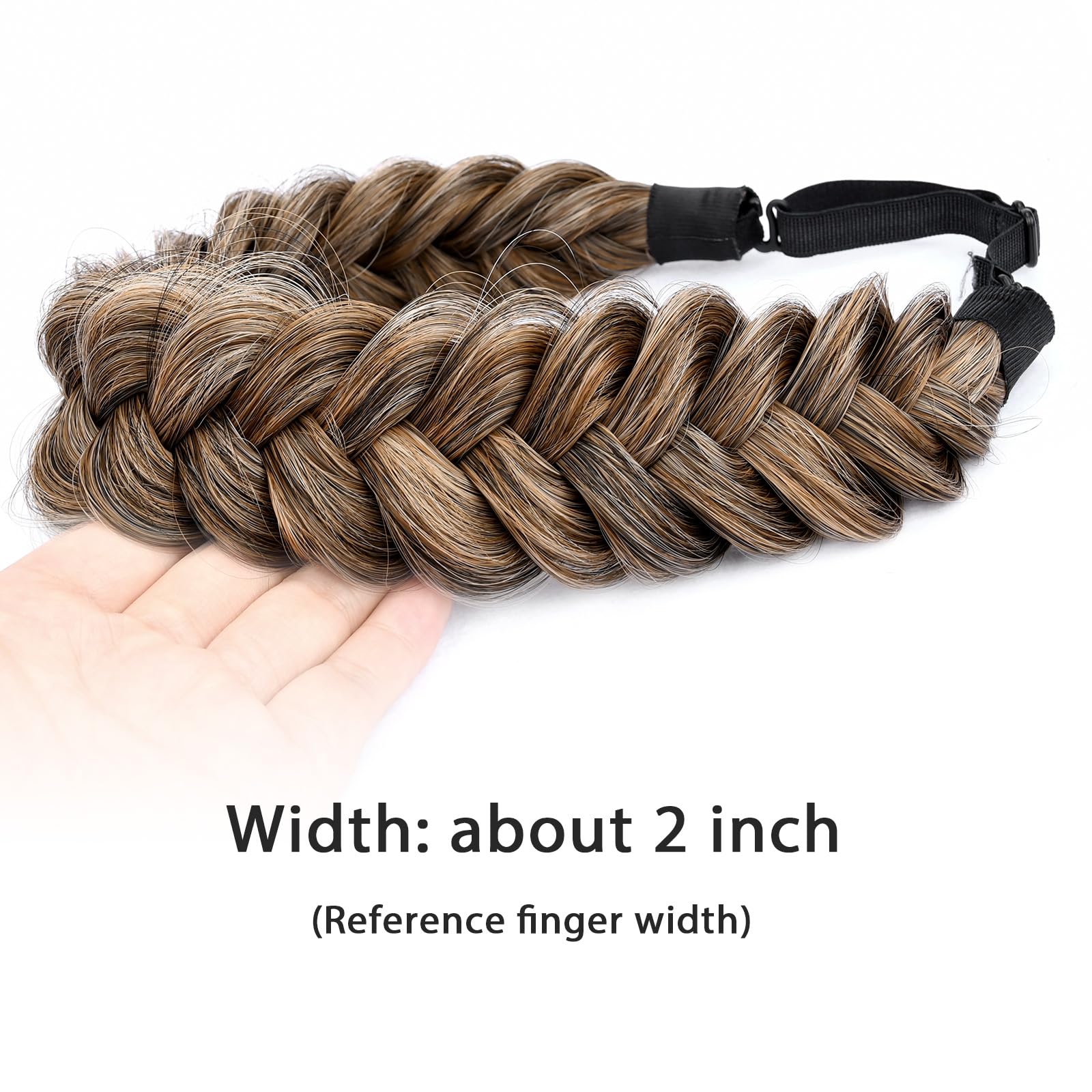 BOBIYA Messy Wide 2 Strand Synthetic Hair Braided Headband Classic Chunky Plaited Hair Headband (Dark Golden Blonde) - Image 4