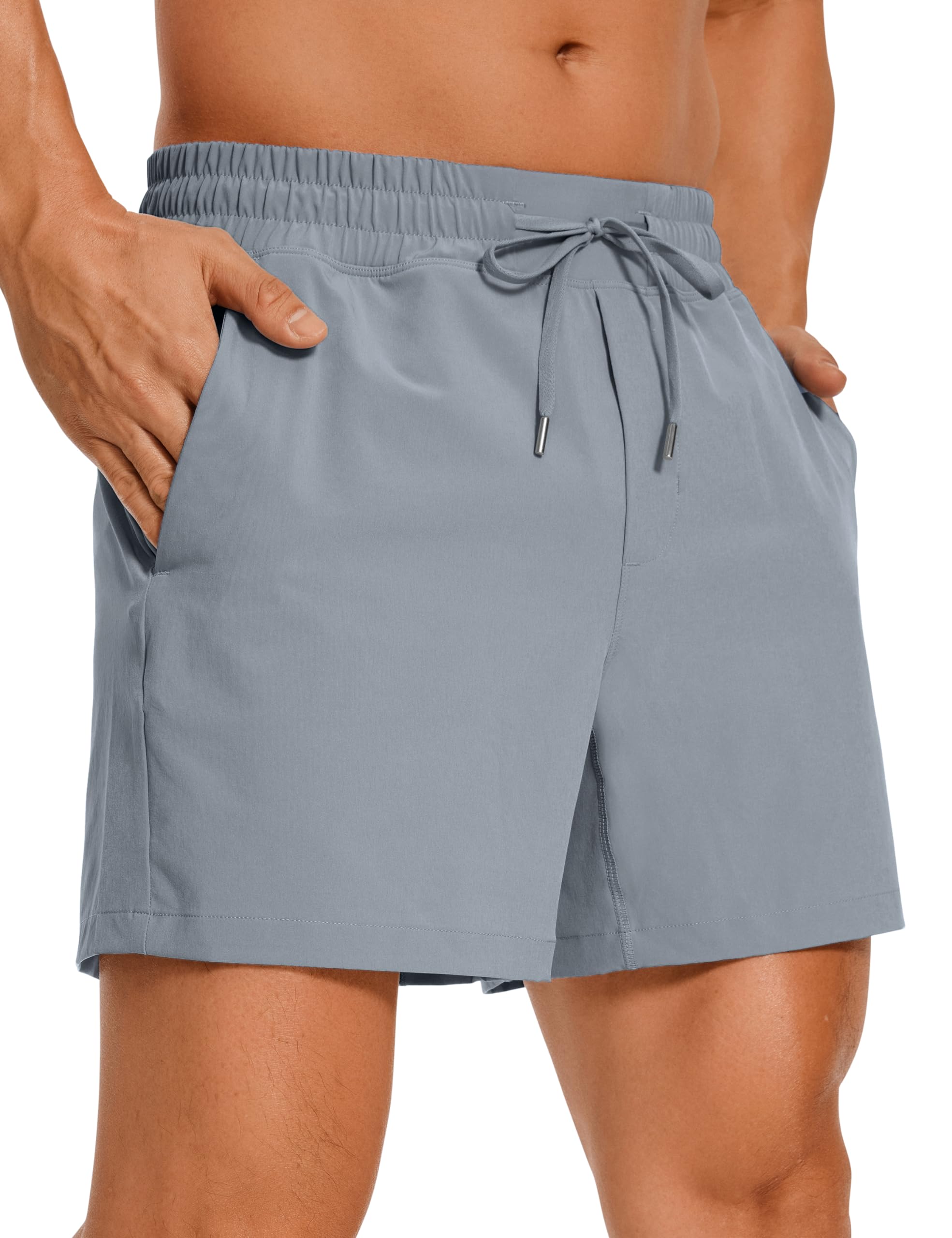 CRZ YOGA Men's Linerless Workout Shorts 5'' - Lightweight Quick Dry for Running Sports Athletic Gym with Pockets