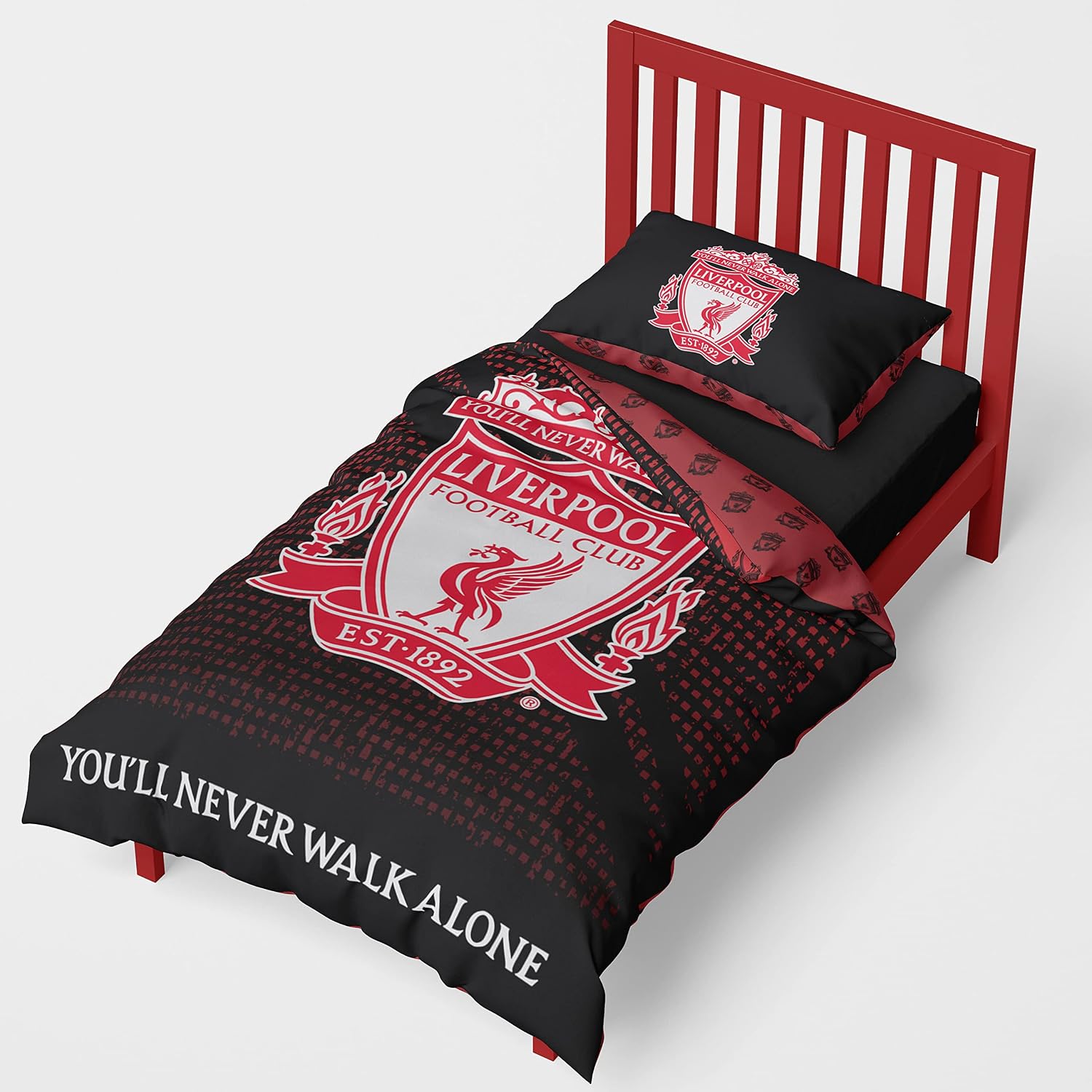 Liverpool Football Duvet Quilt Cover Sets Bedding Single Twin Size or Double Full Size Bed Set with Pillowcase LFC Mesh Football Gifts for Boys (Twin)